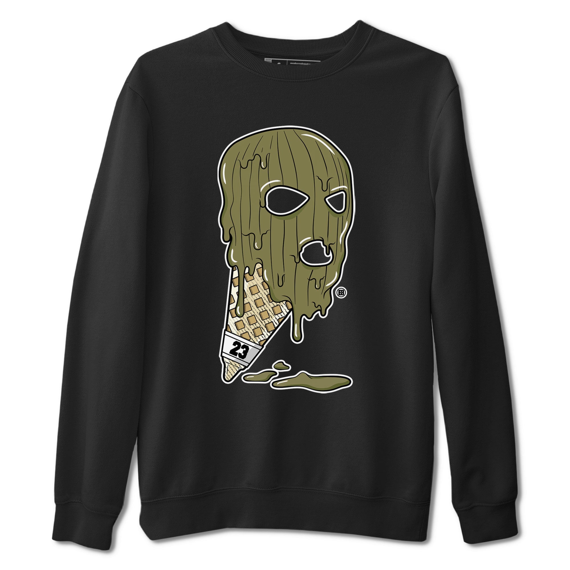 Air Jordan 4 Medium Olive shirt to match jordans streetwear brand Ice Cream Mask sneaker match tees 4s Olive Drip Gear Zone Unisex Black 2 T-Shirt