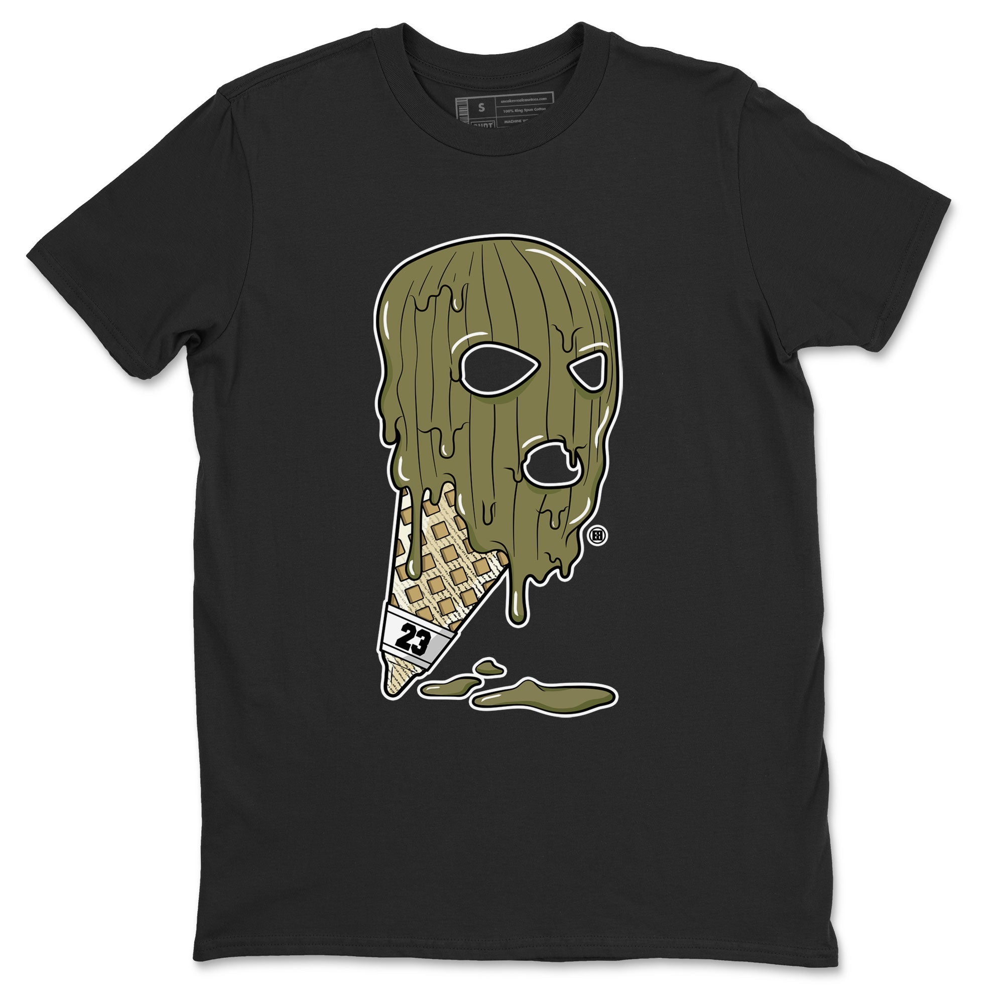 Air Jordan 4 Medium Olive shirt to match jordans streetwear brand Ice Cream Mask sneaker match tees 4s Olive Drip Gear Zone Unisex Black 2 T-Shirt