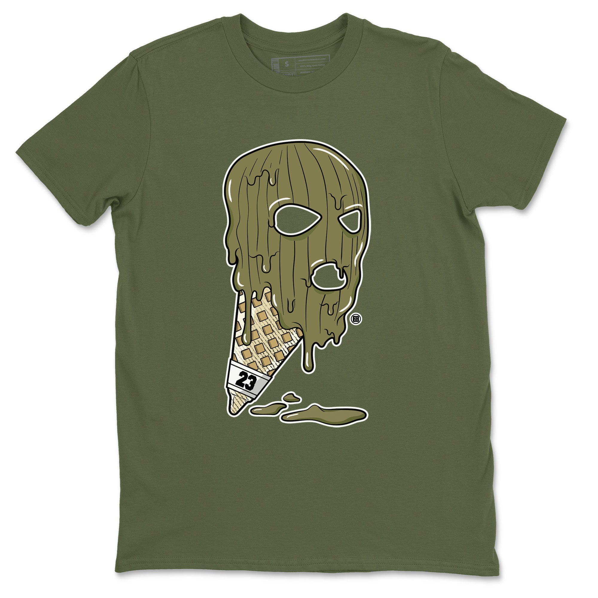 Air Jordan 4 Medium Olive shirt to match jordans streetwear brand Ice Cream Mask sneaker match tees 4s Olive Drip Gear Zone Unisex Military Green 2 T-Shirt