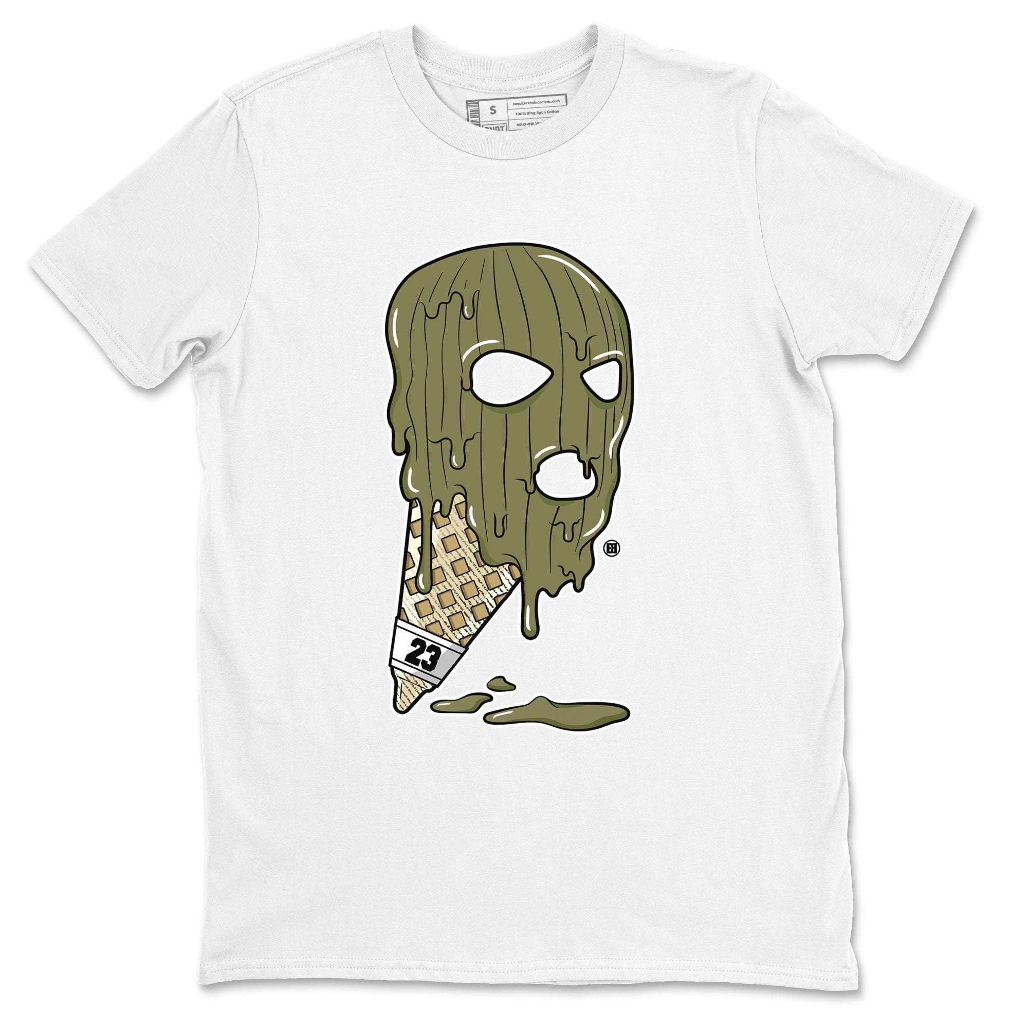 Air Jordan 4 Medium Olive shirt to match jordans streetwear brand Ice Cream Mask sneaker match tees 4s Olive Drip Gear Zone Unisex White 2 T-Shirt