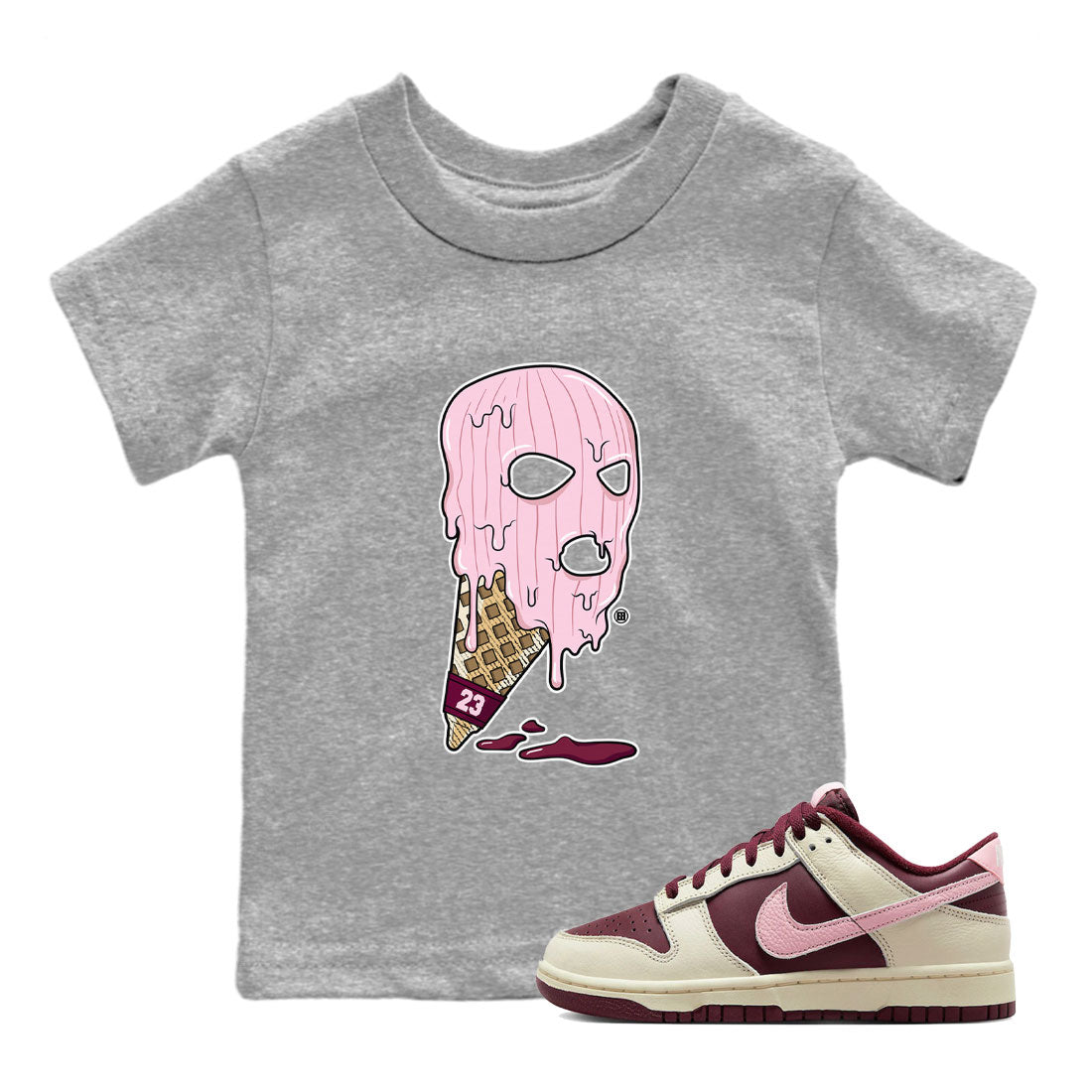 Dunk Low Valentines Day shirt to match jordans Ice Cream Mask special sneaker matching tees Dunk Valentines Day 2023 Drip Gear Zone Baby Toddler Heather Grey 1 T-Shirt