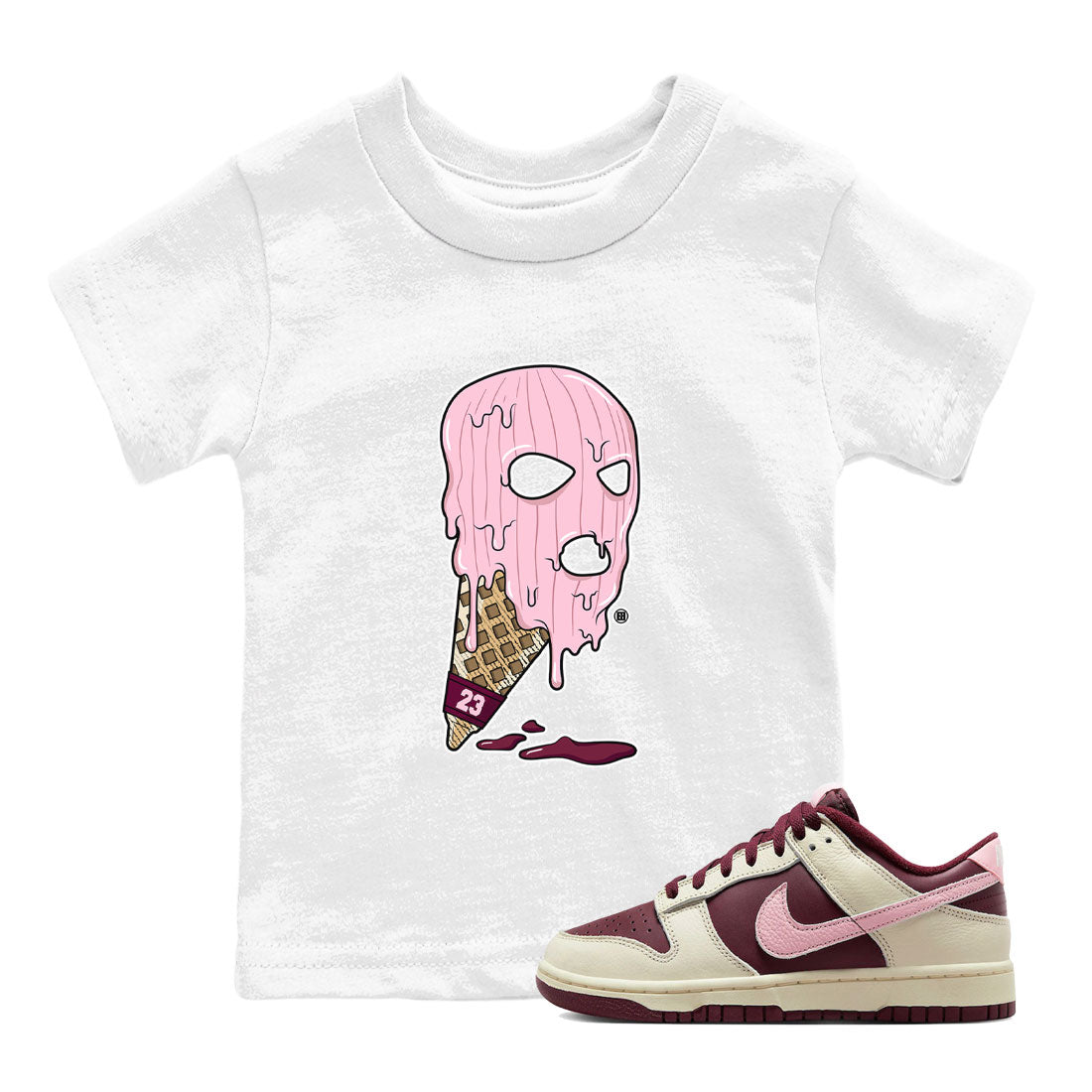 Dunk Low Valentines Day shirt to match jordans Ice Cream Mask special sneaker matching tees Dunk Valentines Day 2023 Drip Gear Zone Baby Toddler White 1 T-Shirt