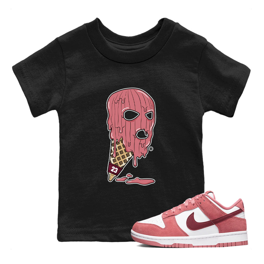 Dunk Low Valentines Day shirt to match jordans Ice Cream Mask special sneaker matching tees Dunk Valentines Day 2024 Drip Gear Zone Baby Toddler Black 1 T-Shirt