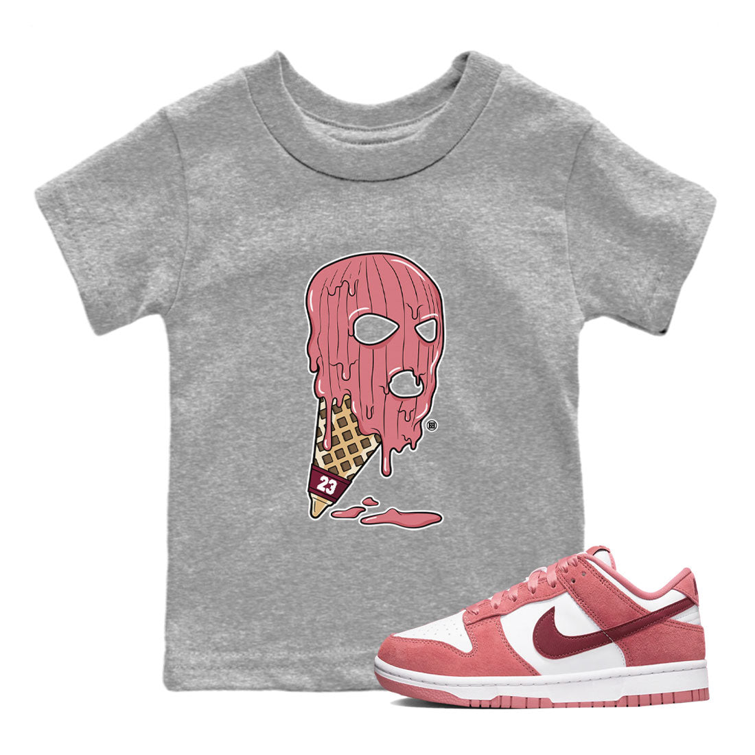 Dunk Low Valentines Day shirt to match jordans Ice Cream Mask special sneaker matching tees Dunk Valentines Day 2024 Drip Gear Zone Baby Toddler Heather Grey 1 T-Shirt