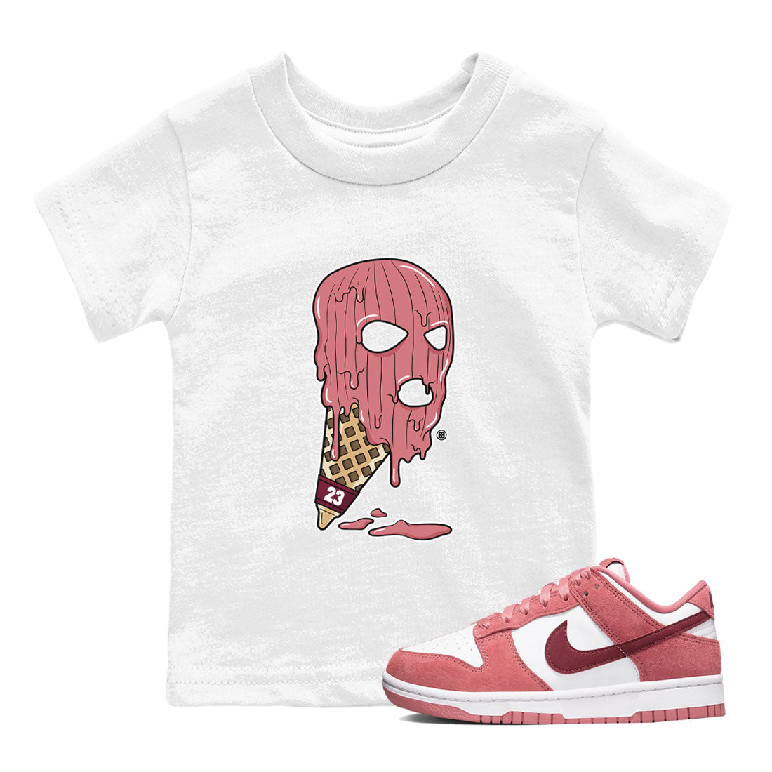 Dunk Low Valentines Day shirt to match jordans Ice Cream Mask special sneaker matching tees Dunk Valentines Day 2024 Drip Gear Zone Baby Toddler White 1 T-Shirt