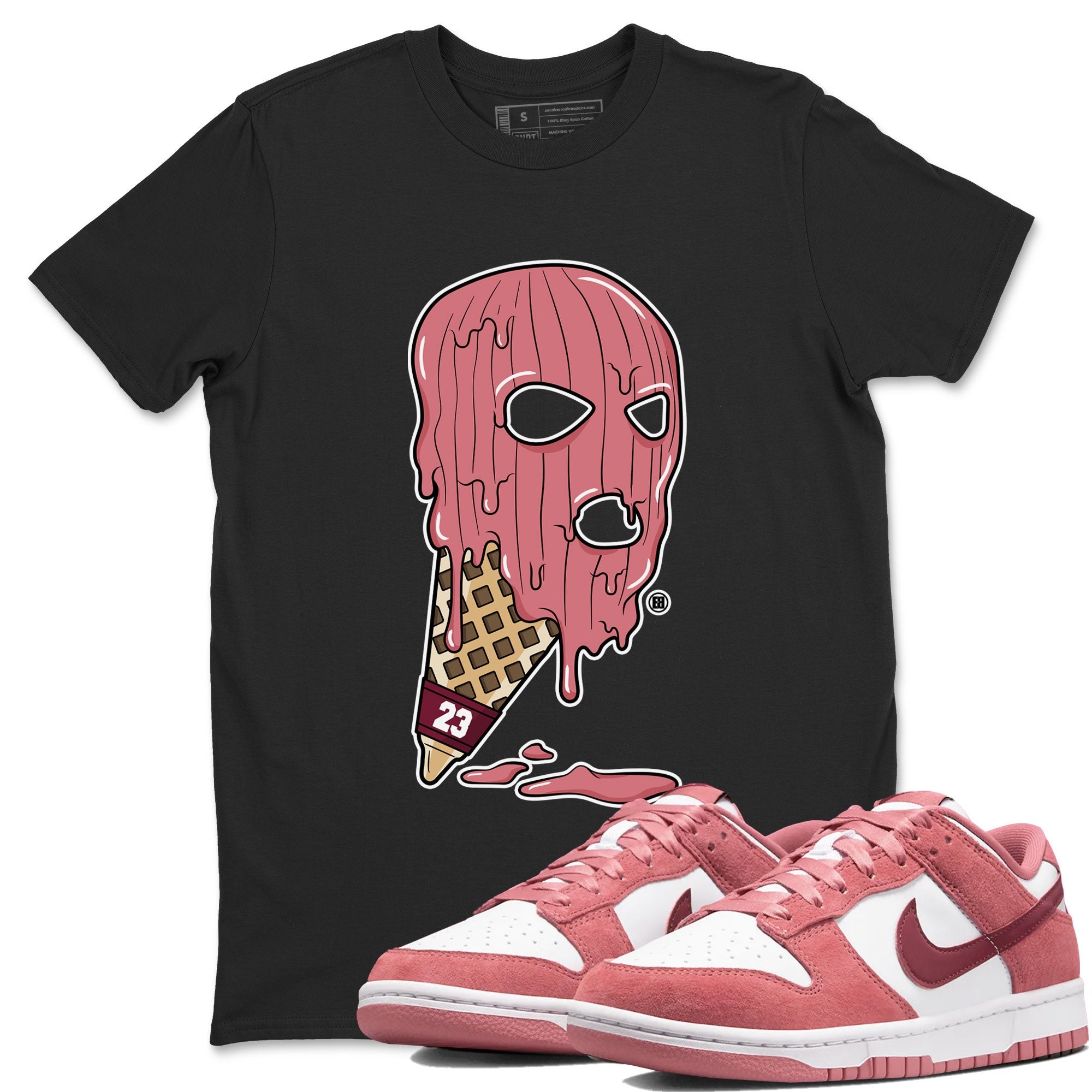 Dunk Low Valentines Day shirt to match jordans Ice Cream Mask special sneaker matching tees Dunk Valentines Day 2024 Drip Gear Zone Unisex Black 1 T-Shirt