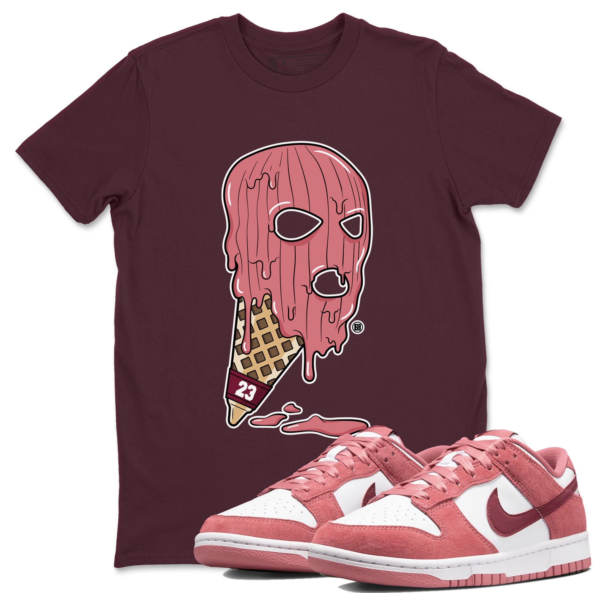 Dunk Low Valentines Day shirt to match jordans Ice Cream Mask special sneaker matching tees Dunk Valentines Day 2024 Drip Gear Zone Unisex Maroon 1 T-Shirt