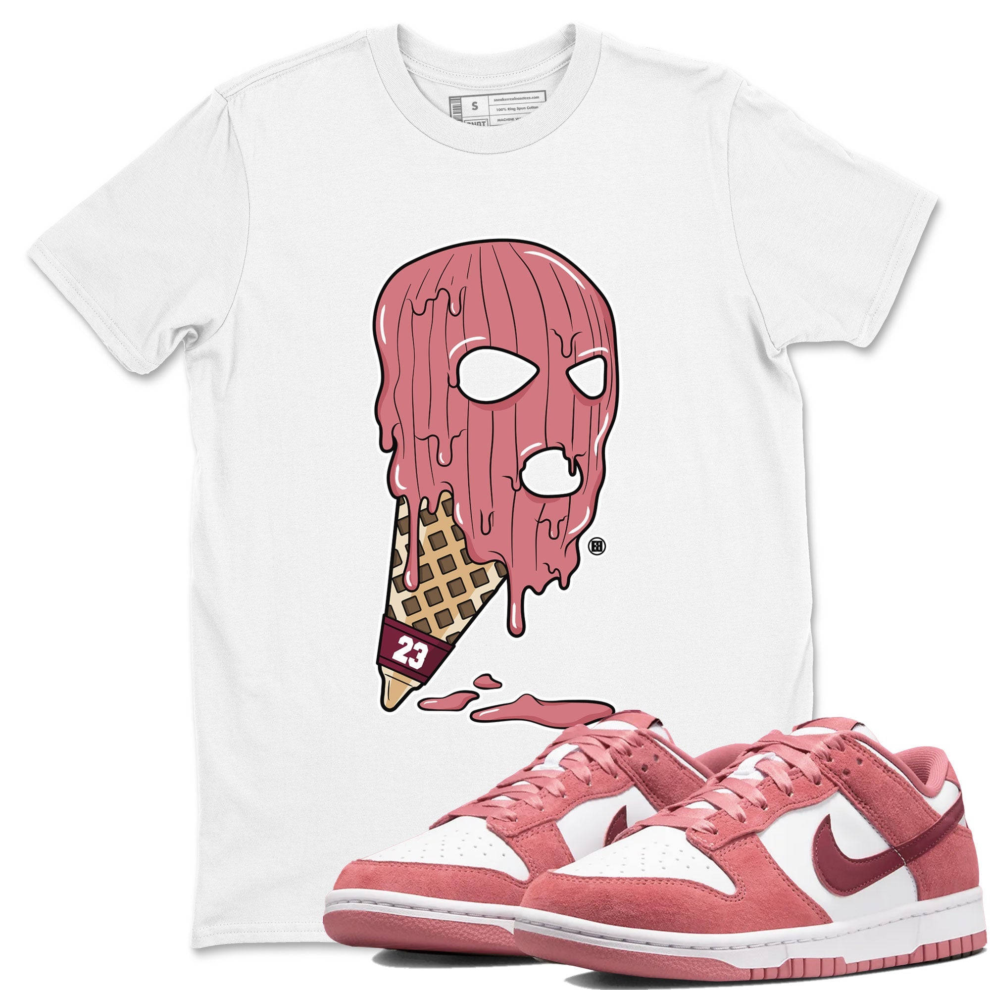 Dunk Low Valentines Day shirt to match jordans Ice Cream Mask special sneaker matching tees Dunk Valentines Day 2024 Drip Gear Zone Unisex White 1 T-Shirt