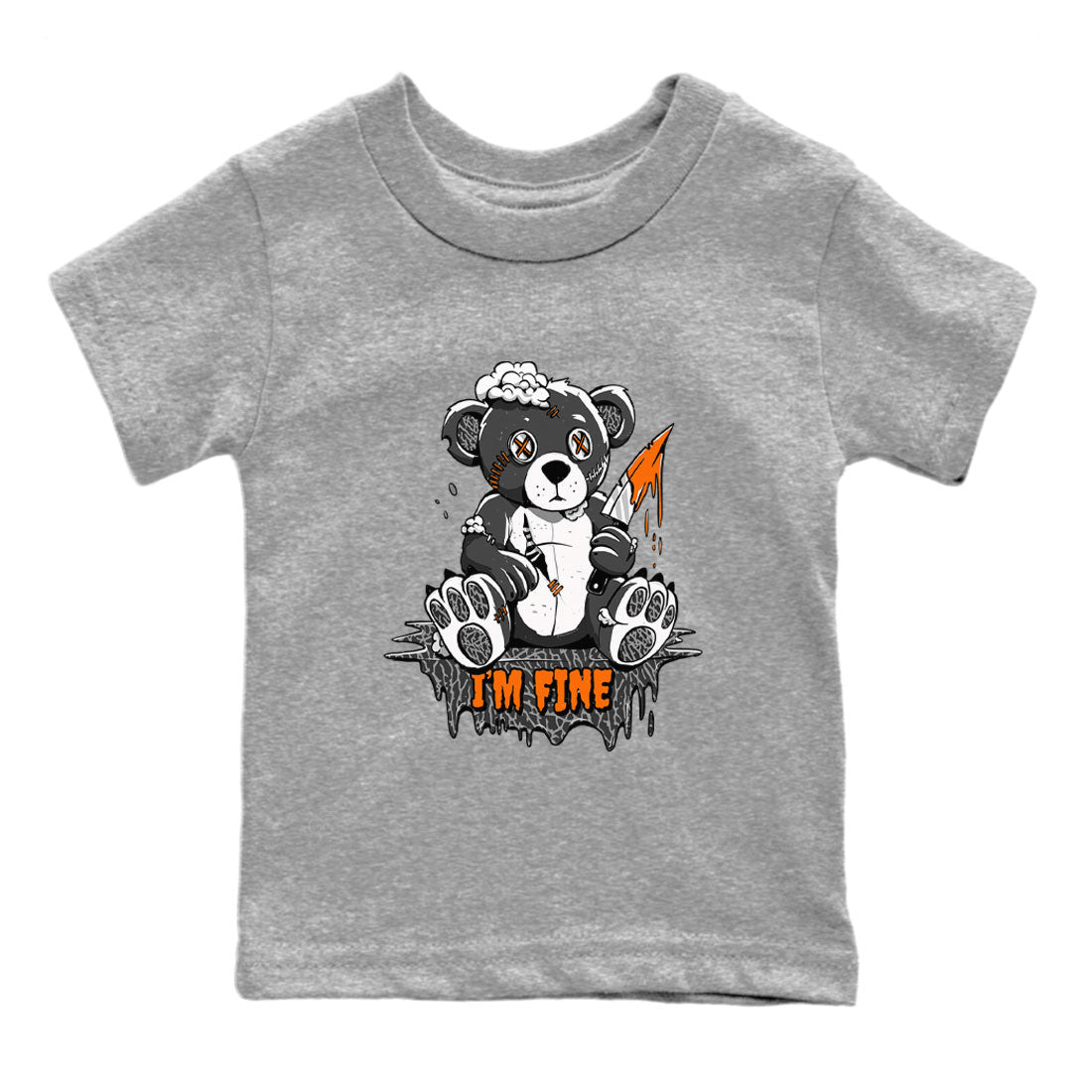 Jordan 3 Retro Fear AJ3 Grey shirt to match jordans I'm Fine sneaker tees Air Jordan 3 Fear Drip Gear Zone Baby Toddler Heather Grey 2 T-Shirt