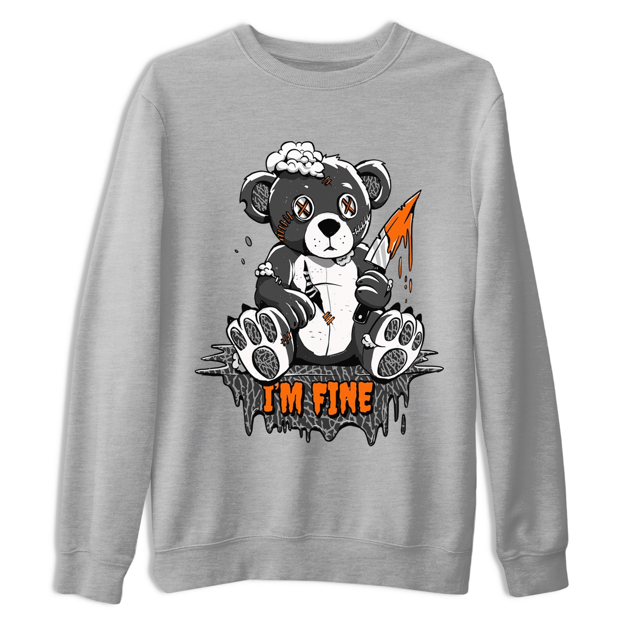 Jordan 3 Retro Fear AJ3 Grey shirt to match jordans I'm Fine sneaker tees Air Jordan 3 Fear Drip Gear Zone Crew Neck Casual Unisex Heather Grey 2 T-Shirt