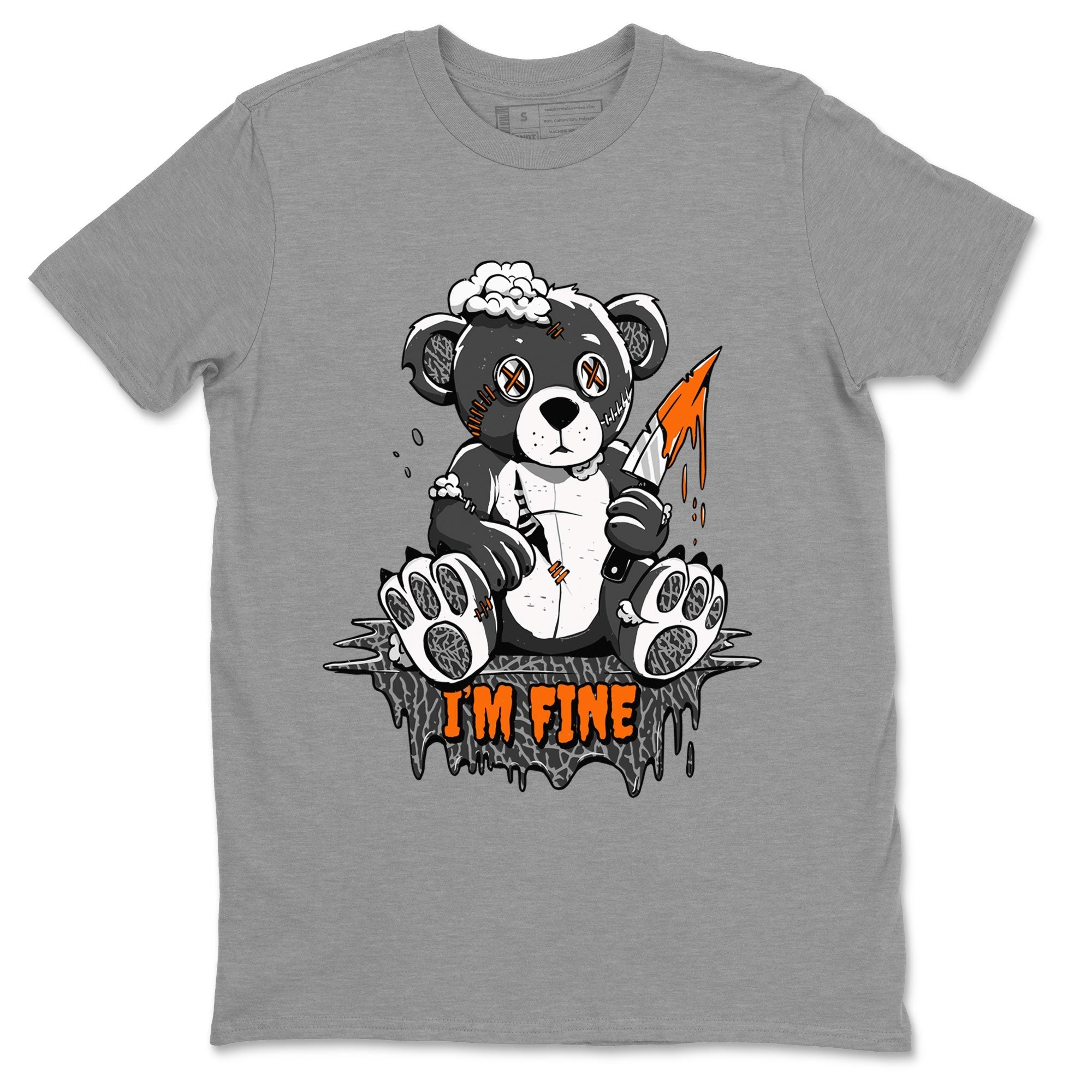 Jordan 3 Retro Fear AJ3 Grey shirt to match jordans I'm Fine sneaker tees Air Jordan 3 Fear Drip Gear Zone Crew Neck Casual Unisex Heather Grey 2 T-Shirt