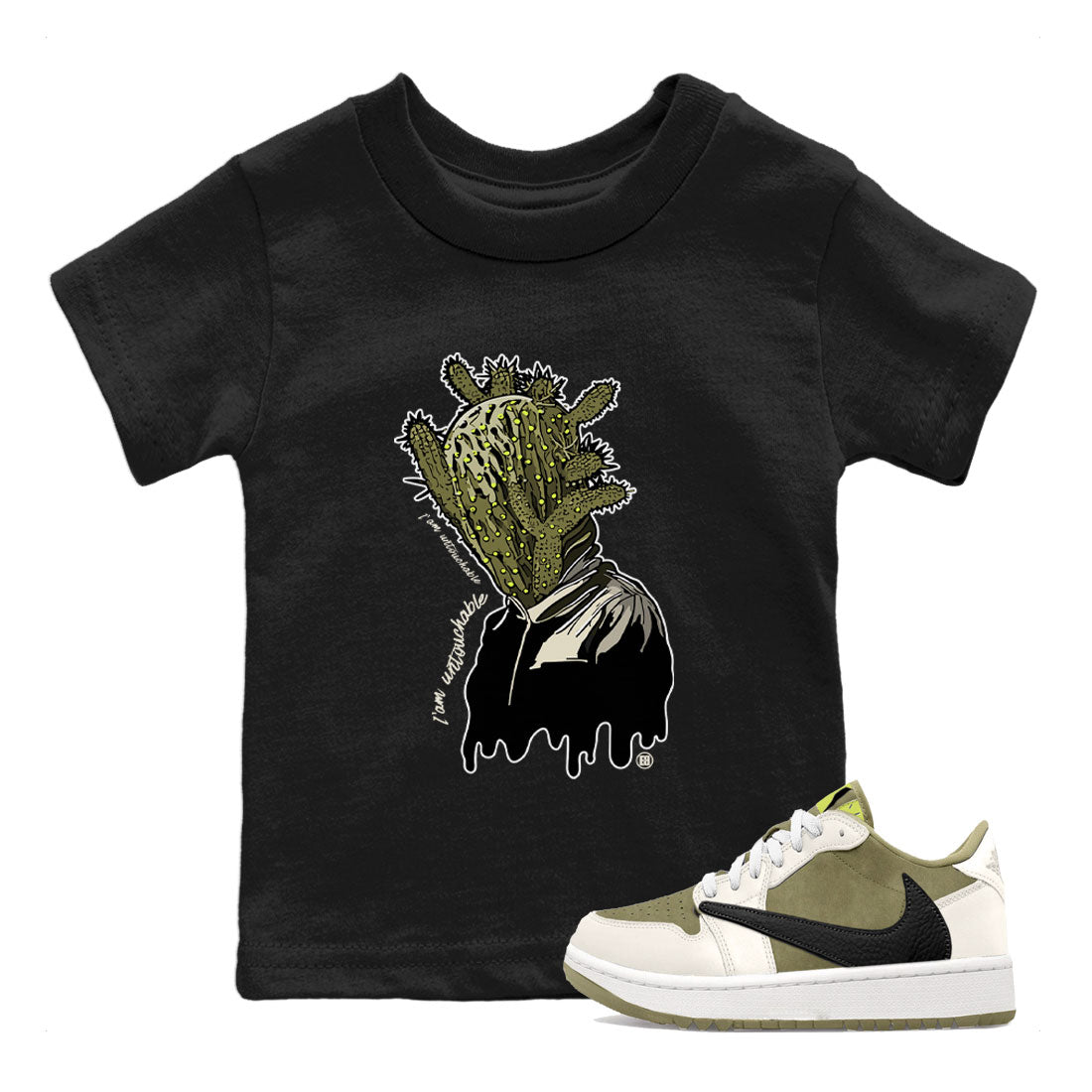 Air Jordan 1 X Travis Scott Golf Olive shirt to match jordans I'm Untouchable Streetwear Sneaker Shirt Air Jordan 1 Travis Scott Golf Drip Gear Zone Sneaker Matching Clothing Baby Toddler Black 1 T-Shirt