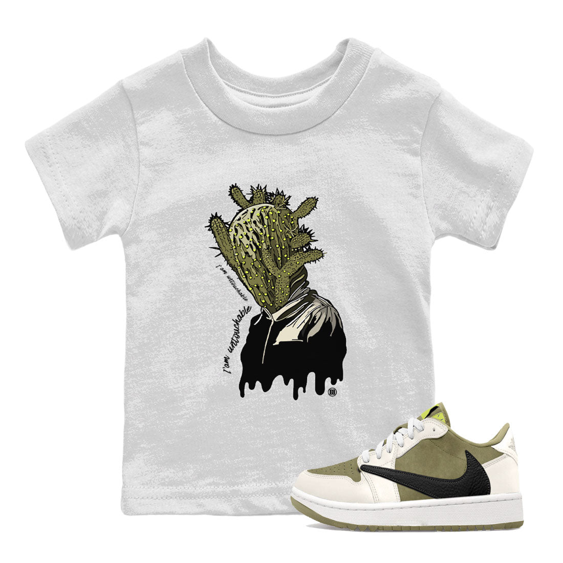 Air Jordan 1 X Travis Scott Golf Olive shirt to match jordans I'm Untouchable Streetwear Sneaker Shirt Air Jordan 1 Travis Scott Golf Drip Gear Zone Sneaker Matching Clothing Baby Toddler White 1 T-Shirt