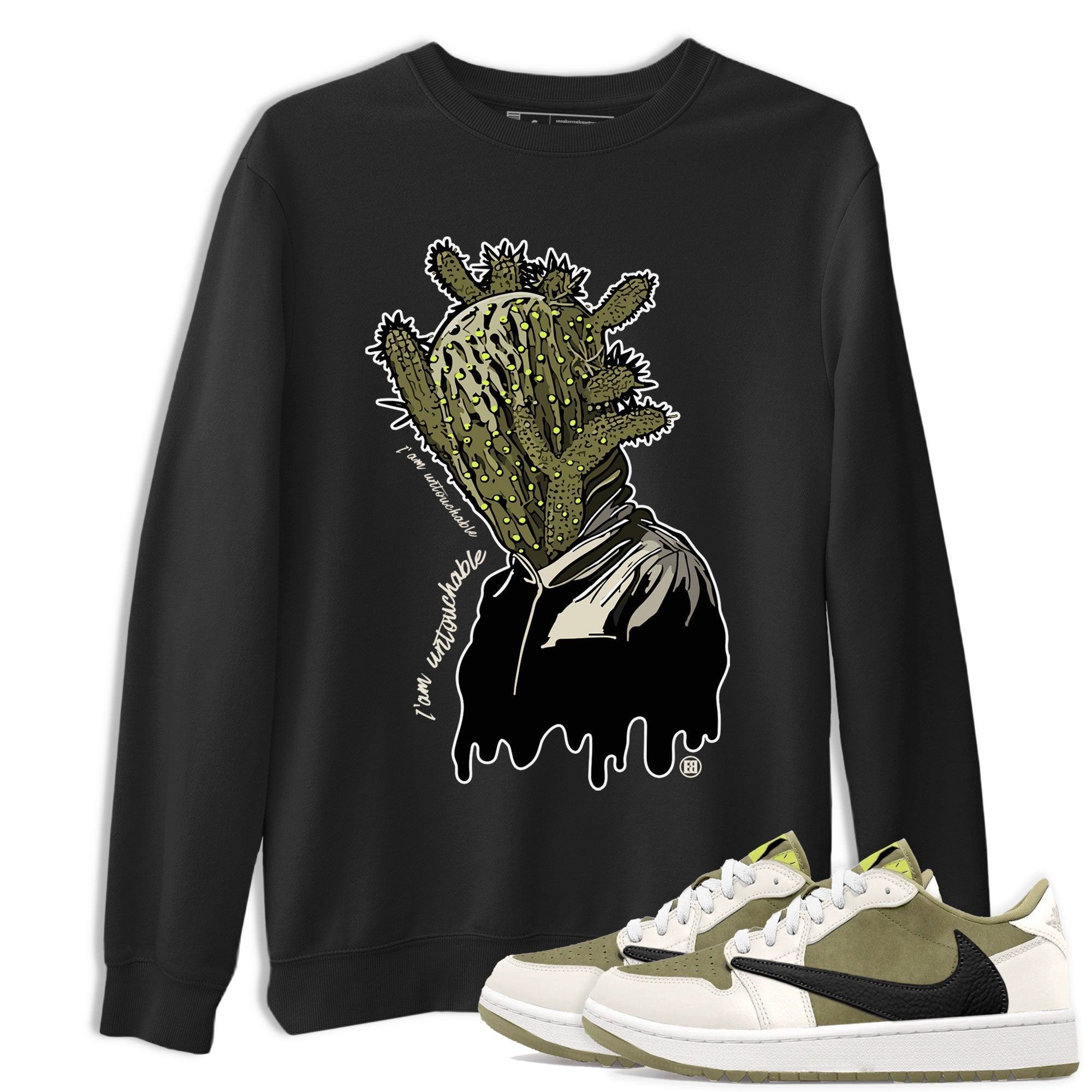 Air Jordan 1 X Travis Scott Golf Olive shirt to match jordans I'm Untouchable Streetwear Sneaker Shirt Air Jordan 1 Travis Scott Golf Drip Gear Zone Sneaker Matching Clothing Unisex Black 1 T-Shirt