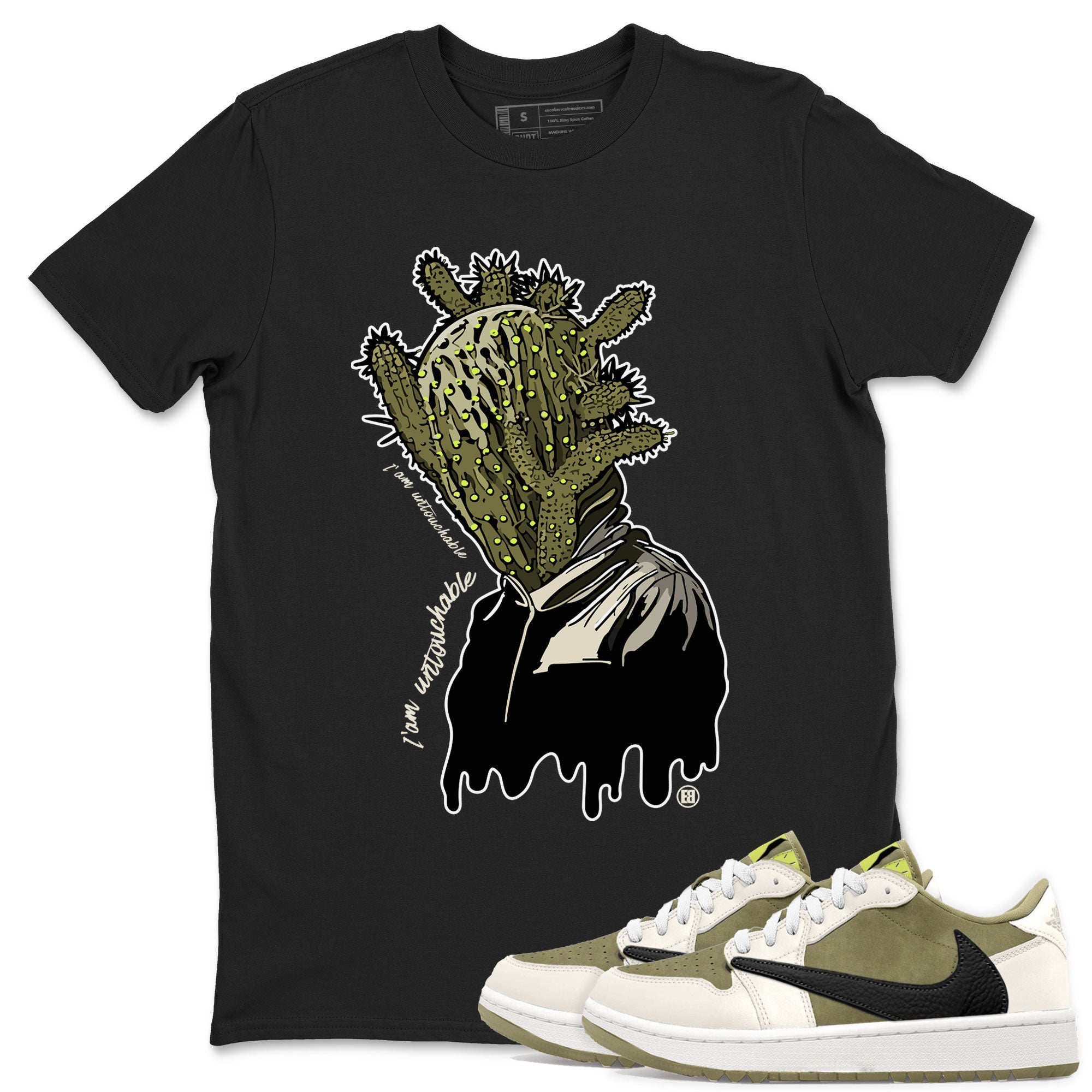 Air Jordan 1 X Travis Scott Golf Olive shirt to match jordans I'm Untouchable Streetwear Sneaker Shirt Air Jordan 1 Travis Scott Golf Drip Gear Zone Sneaker Matching Clothing Unisex Black 1 T-Shirt