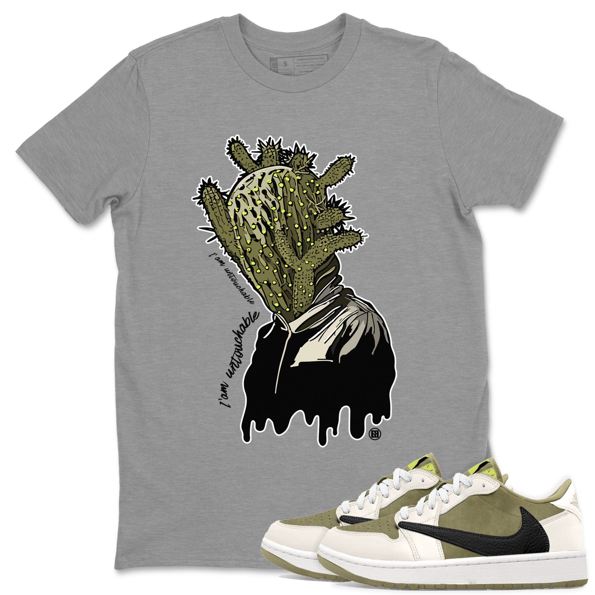 Air Jordan 1 X Travis Scott Golf Olive shirt to match jordans I'm Untouchable Streetwear Sneaker Shirt Air Jordan 1 Travis Scott Golf Drip Gear Zone Sneaker Matching Clothing Unisex Heather Grey 1 T-Shirt