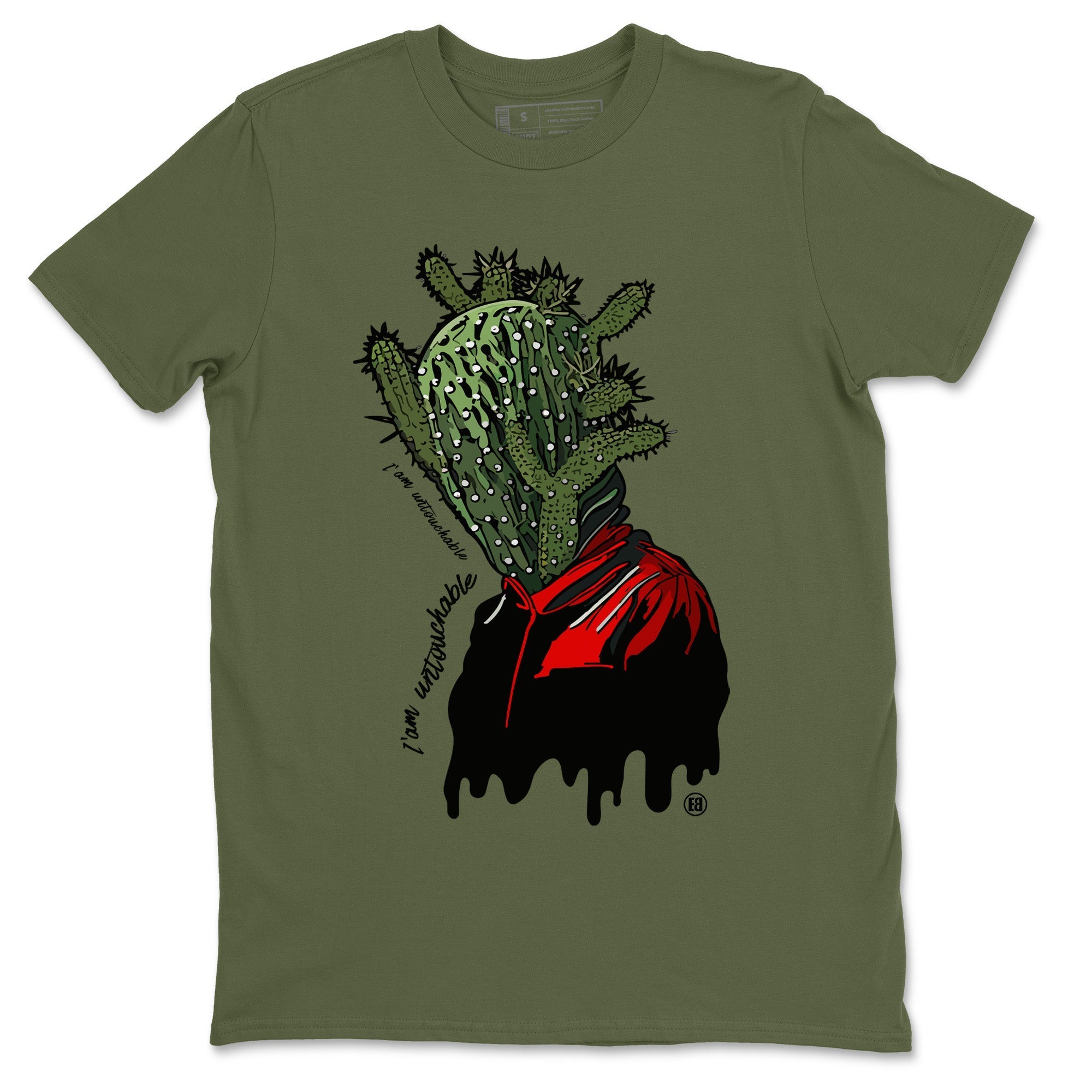 Air Jordan 1 Travis Scott Olive Sneaker Match Tees I'm Untouchable Streetwear Sneaker Shirt Air Jordan 1 x Travis Scott x Olive Sneaker Release Tees Unisex Shirts Military Green 2