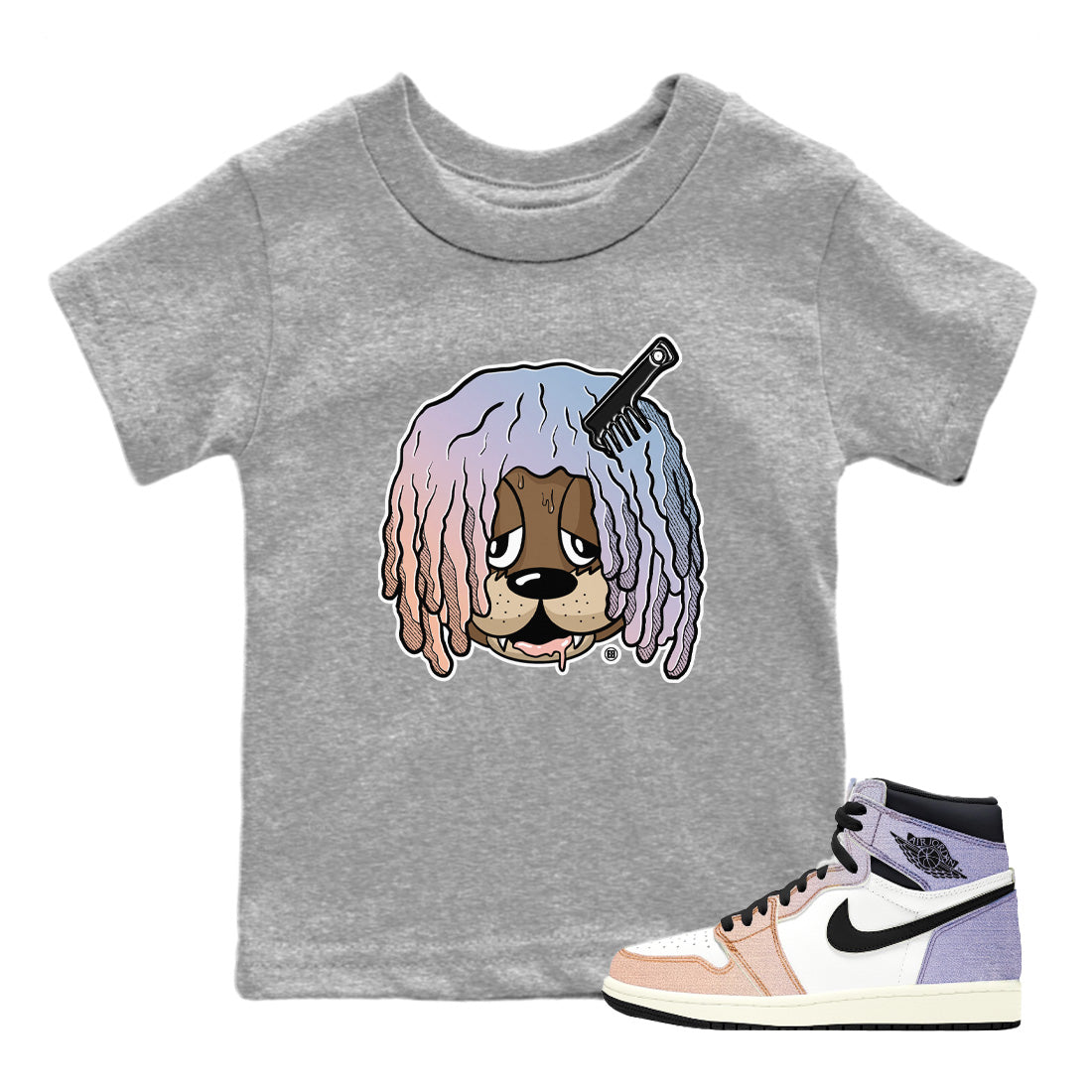 Air Jordan 1 Skyline Sneaker Match Tees Impatient Bear Streetwear Sneaker Shirt Air Jordan 1 Skyline Sneaker Release Tees Kids Shirts Heather Grey 1