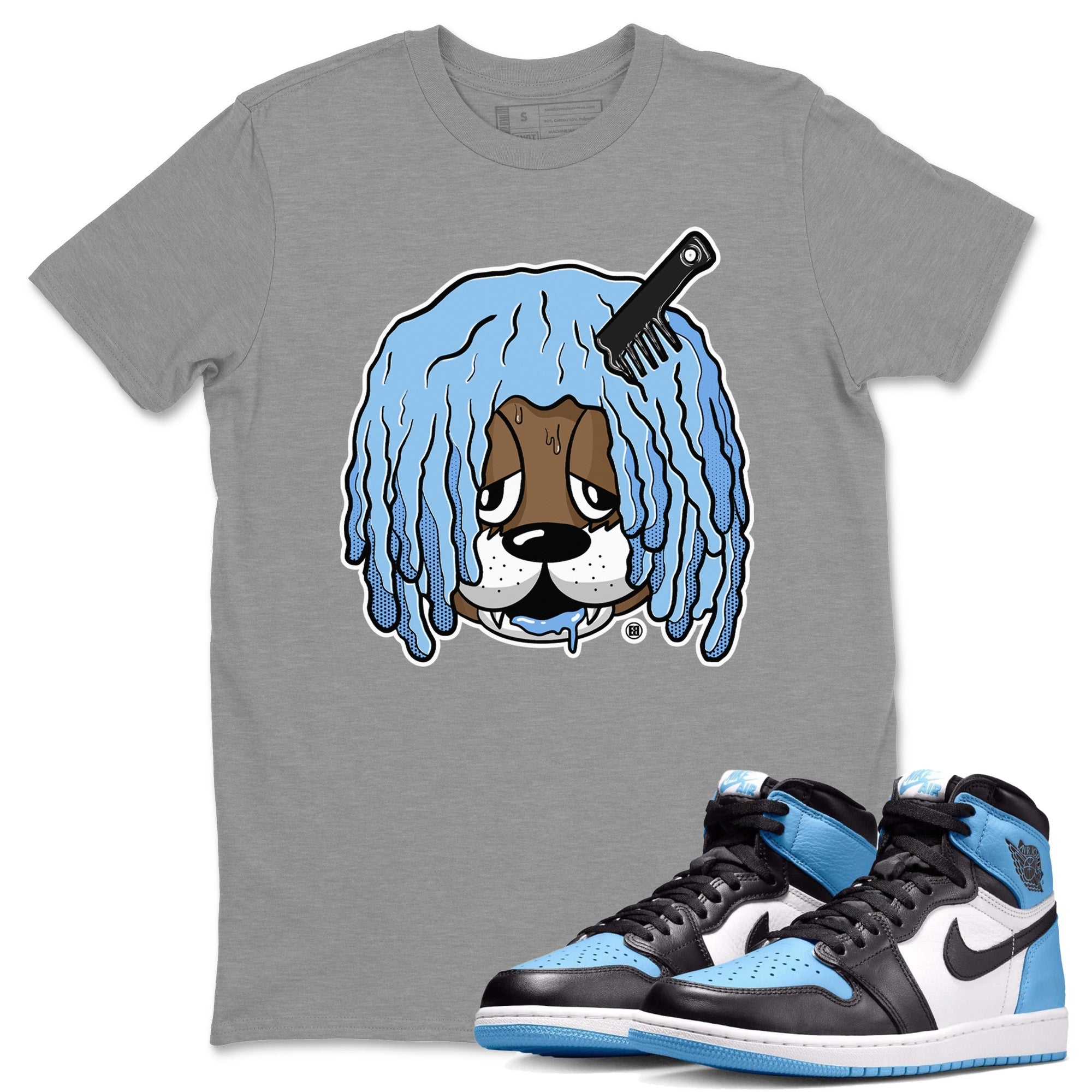 Air Jordan 1 Retro High OG UNC Toe Shirt to match Jordans Impatient Bear Streetwear Sneaker Shirt Air Jordan 1 High OG UNC Toe Drip Gear Zone Sneaker Matching Clothing Crew Neck T-Shirts Heather Grey 1