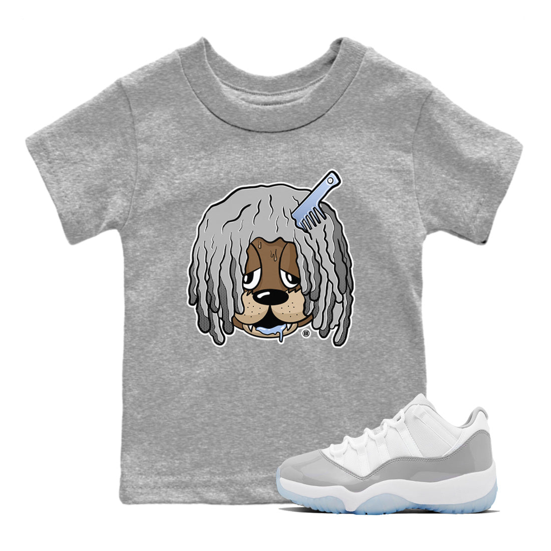 Air Jordan 11 White Cement Sneaker Match Tees Impatient Bear Streetwear Sneaker Shirt Air Jordan 11 Retro White Cement Sneaker Release Tees Kids Shirts Heather Grey 1