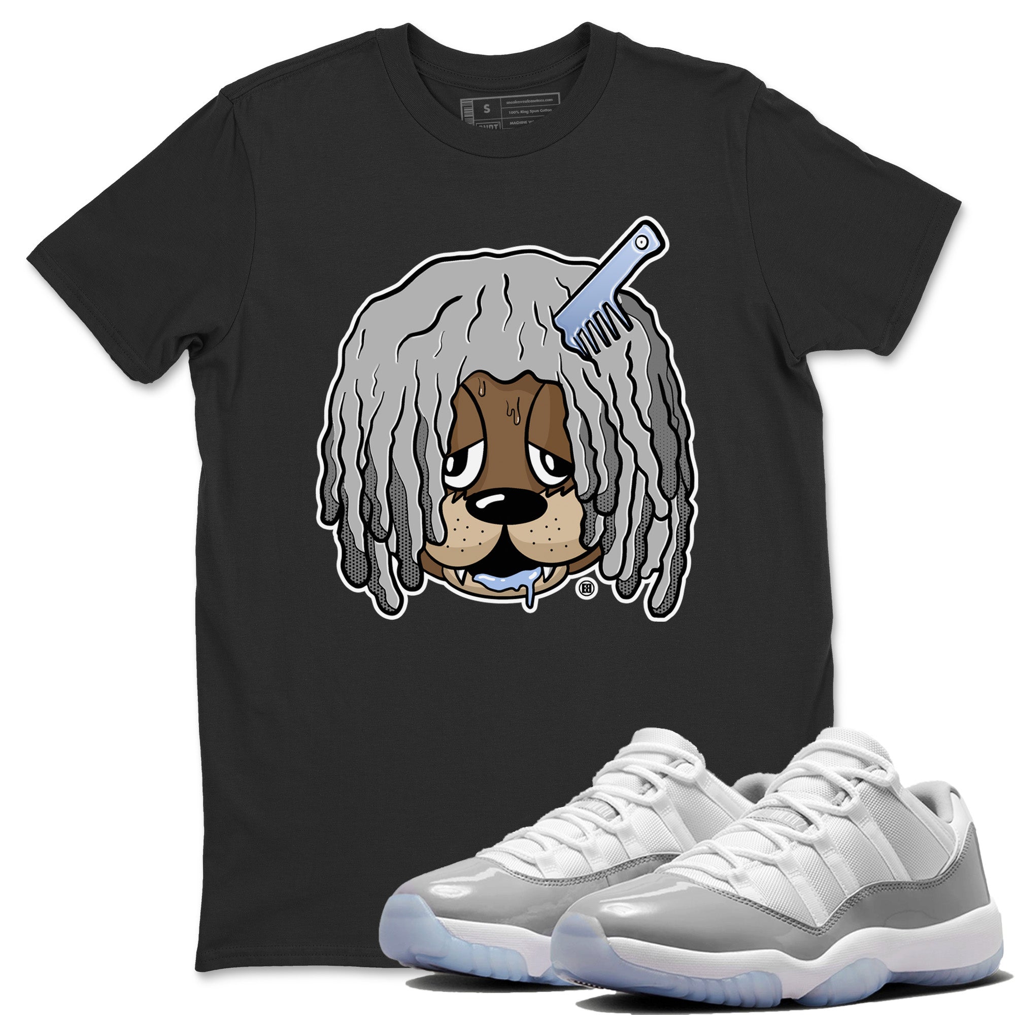 Air Jordan 11 White Cement Sneaker Match Tees Impatient Bear Streetwear Sneaker Shirt Air Jordan 11 Retro White Cement Sneaker Release Tees Unisex Shirts Black 1
