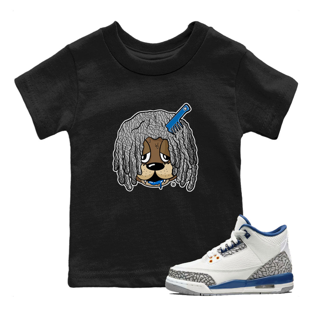 Air Jordan 3 Wizards Sneaker Match Tees Impatient Bear Streetwear Sneaker Shirt Air Jordan 3 Retro Wizards Tees Kids Shirts Black 1