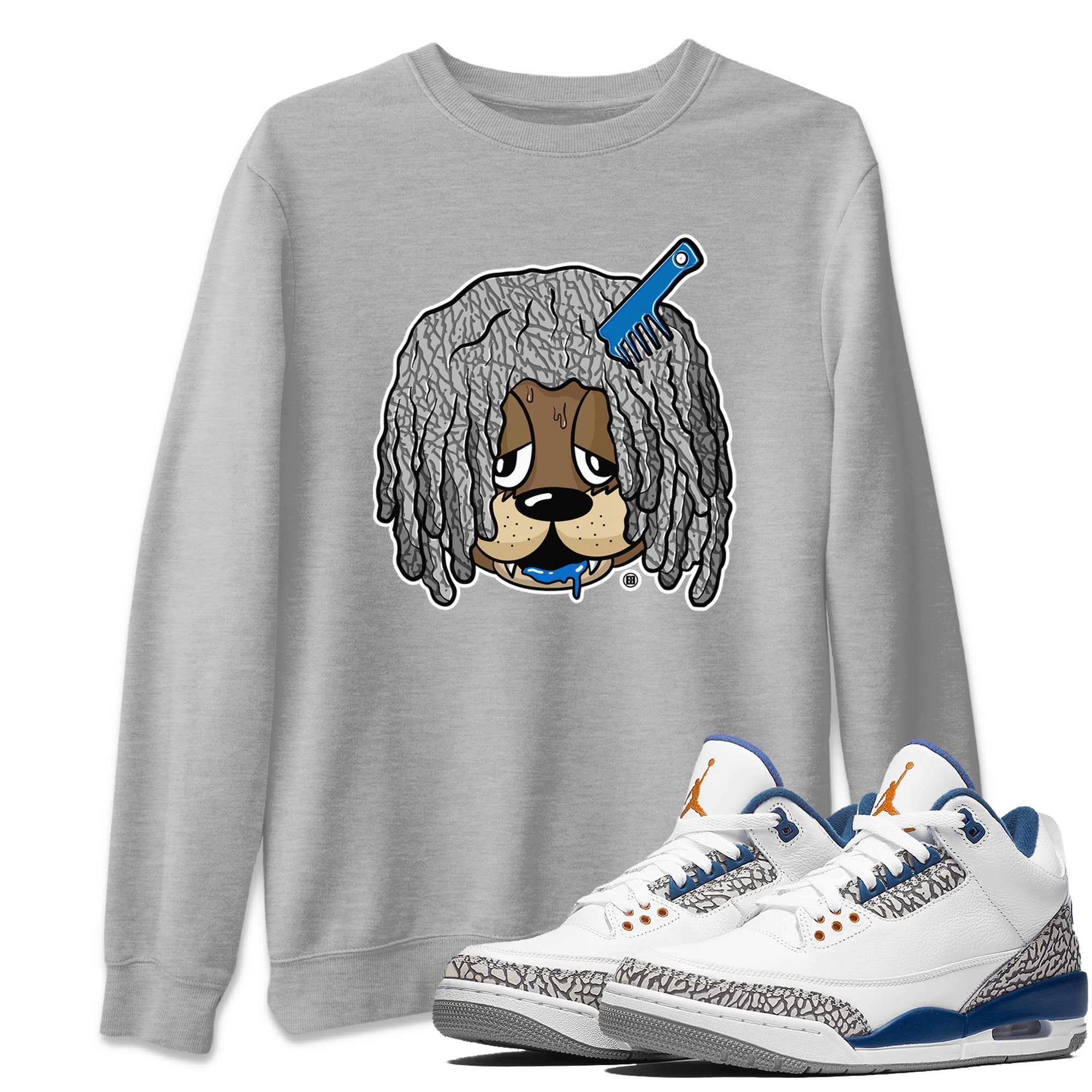 Air Jordan 3 Wizards Sneaker Match Tees Impatient Bear Streetwear Sneaker Shirt Air Jordan 3 Retro Wizards Tees Unisex Shirts Heather Grey 1