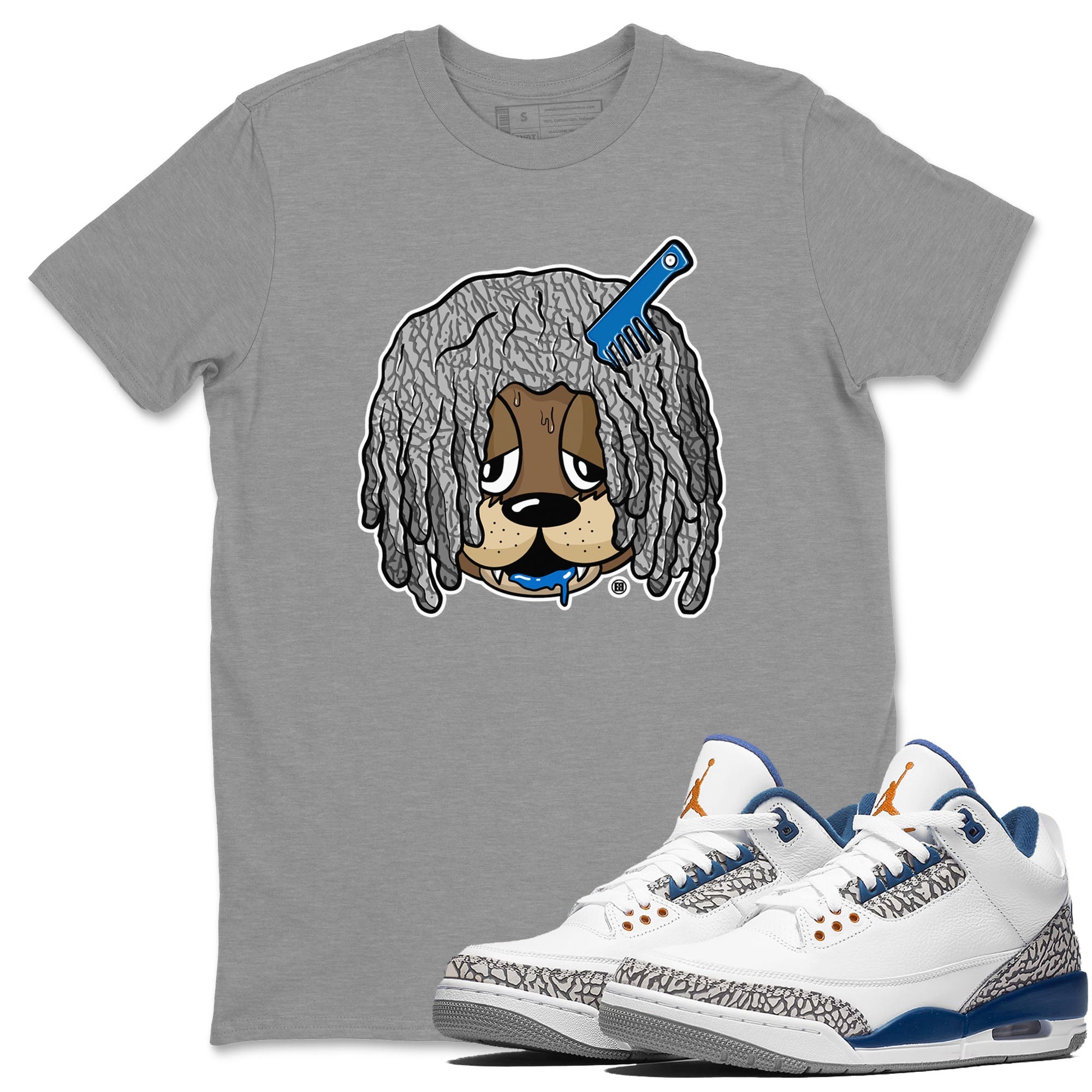 Air Jordan 3 Wizards Sneaker Match Tees Impatient Bear Streetwear Sneaker Shirt Air Jordan 3 Retro Wizards Tees Unisex Shirts Heather Grey 1