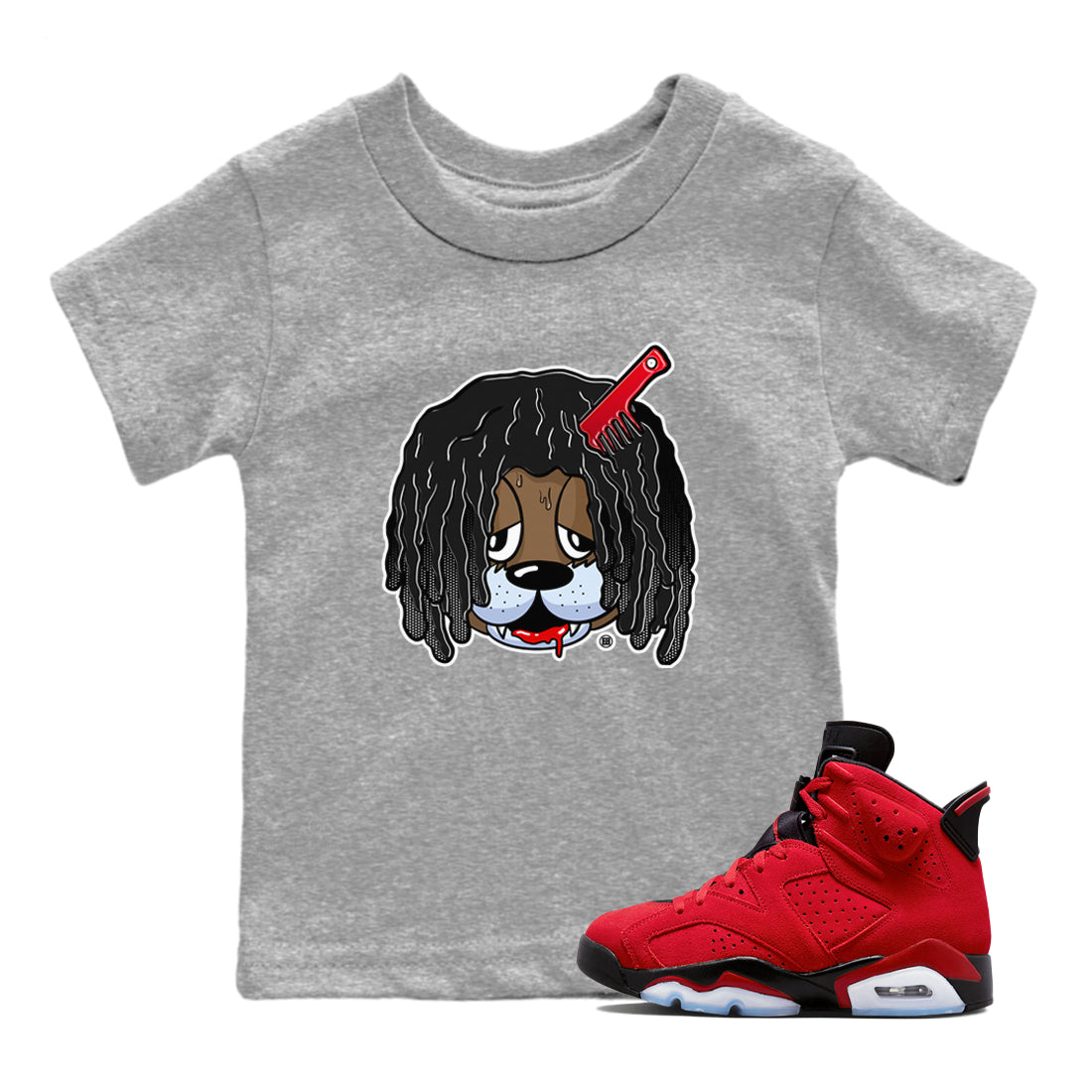 Air Jordan 6 Toro Bravo Sneaker Match Tees Impatient Bear Streetwear Sneaker Shirt Air Jordan 6 Toro Tees Kids Shirts Heather Grey 1