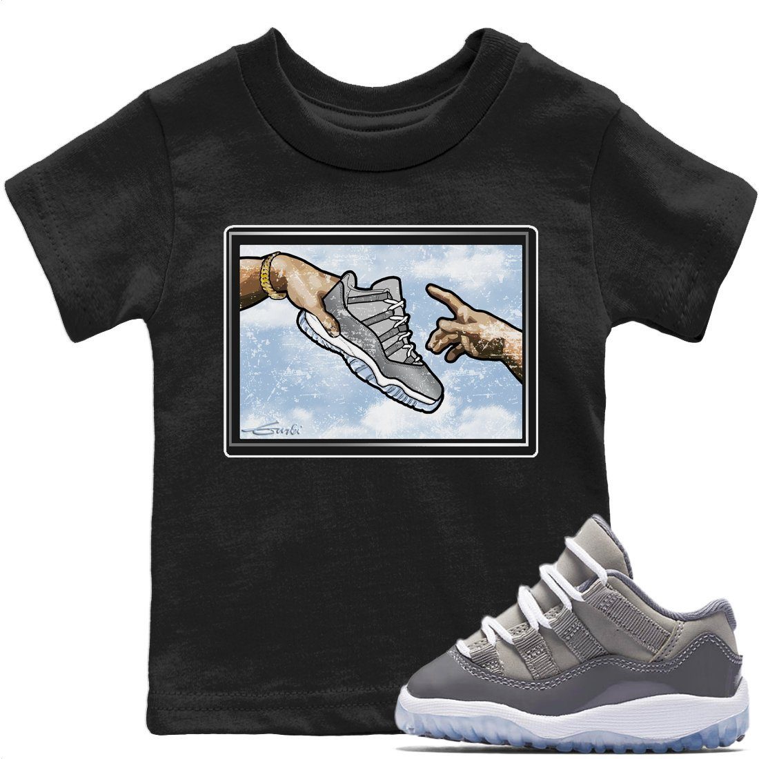 Jordan 11 Cool Grey Sneaker Matching T-Shirt Adam's Creation Sneaker Tees Jordan 11 Cool Grey Sneaker Release Tees Kids Shirts