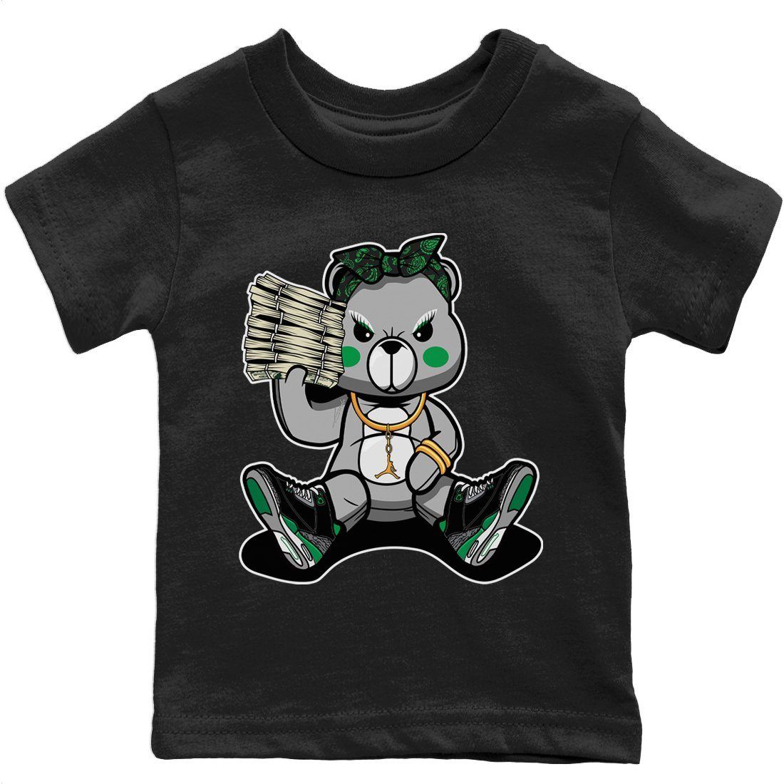 Jordan 3 Pine Green Sneaker Matching T-Shirt Bad Baby Bear Sneaker Tees Jordan 3 Pine Green Sneaker Release Tees Kids Shirts