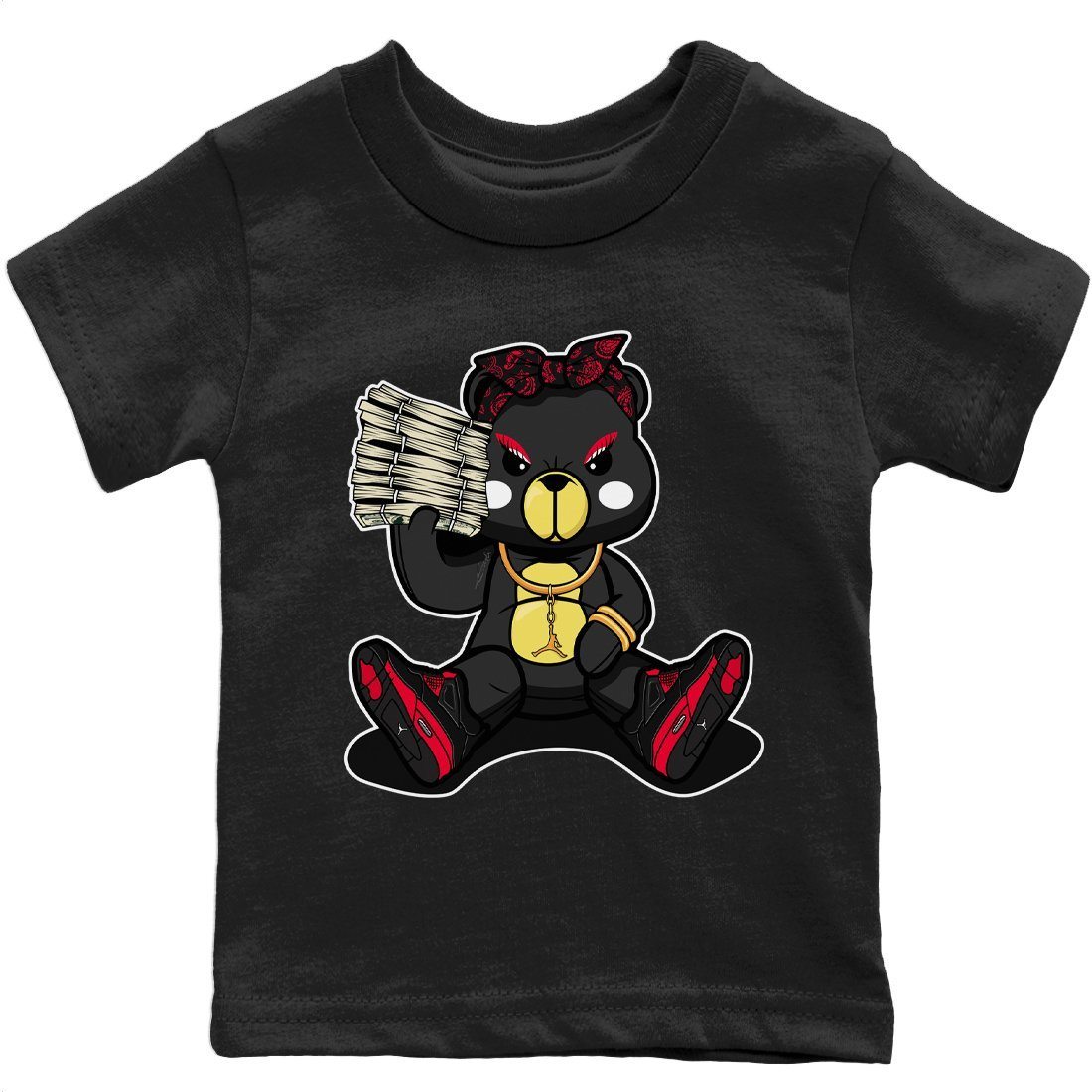 Jordan 4 Red Thunder Sneaker Matching T-Shirt Bad Baby Bear Sneaker Tees Jordan 4 Red Thunder Sneaker Release Tees Kids Shirts