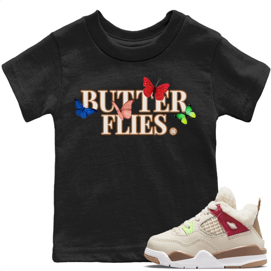 Jordan 4 Wild Things Sneaker Tees Drip Gear Zone Butterflies Sneaker Tees Jordan 4 Wild Things Shirt Kids Shirts