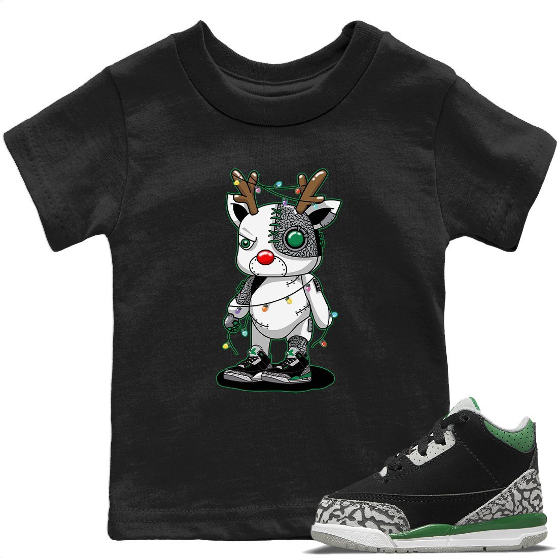 Jordan 3 Pine Green Sneaker Matching T-Shirt Cyborg Reindeer Sneaker Tees Jordan 3 Pine Green Sneaker Release Tees Kids Shirts