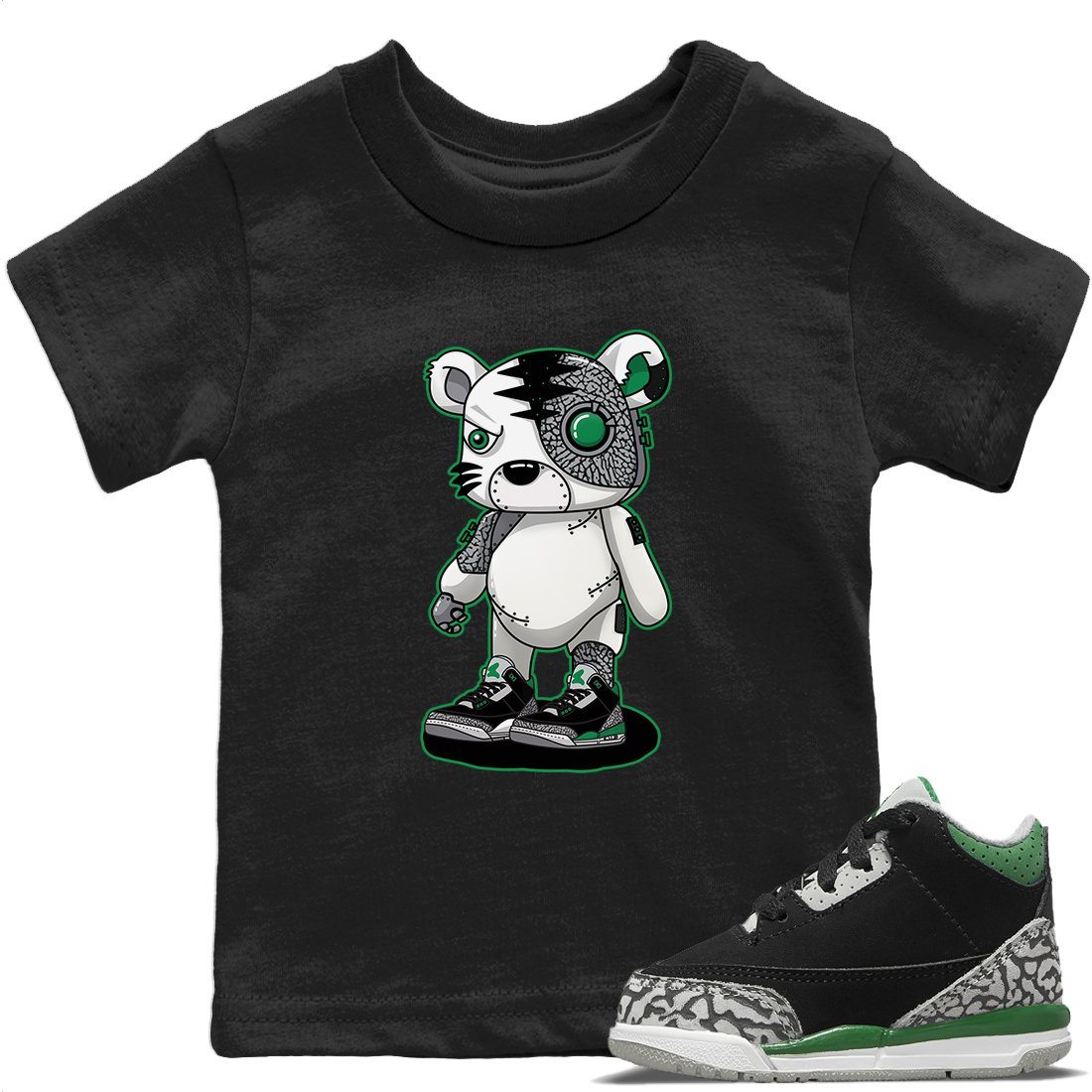 Jordan 3 Pine Green Sneaker Matching T-Shirt Cyborg Tiger Sneaker Tees Jordan 3 Pine Green Sneaker Release Tees Kids Shirts