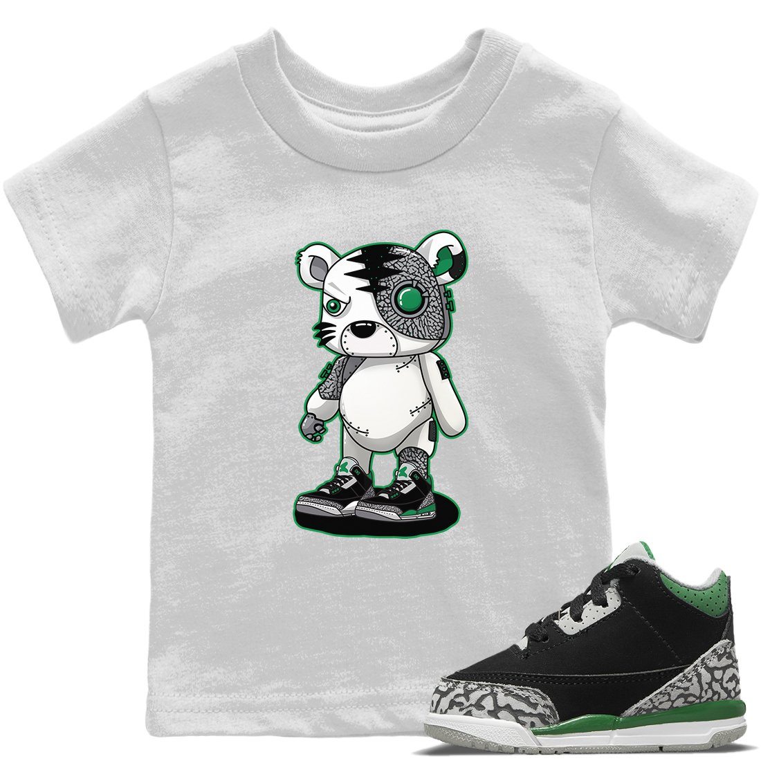 Jordan 3 Pine Green Sneaker Matching T-Shirt Cyborg Tiger Sneaker Tees Jordan 3 Pine Green Sneaker Release Tees Kids Shirts