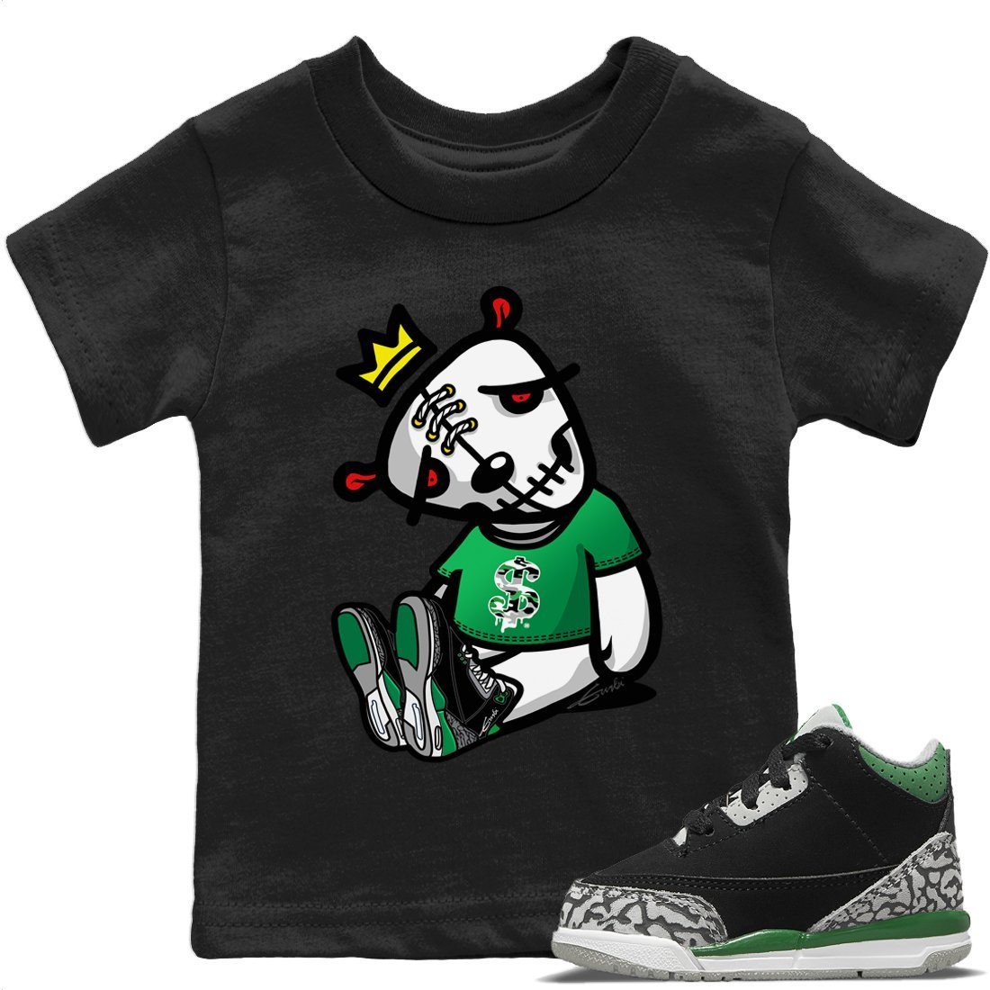 Jordan 3 Pine Green Sneaker Matching T-Shirt Dead Dolls Sneaker Tees Jordan 3 Pine Green Sneaker Release Tees Kids Shirts