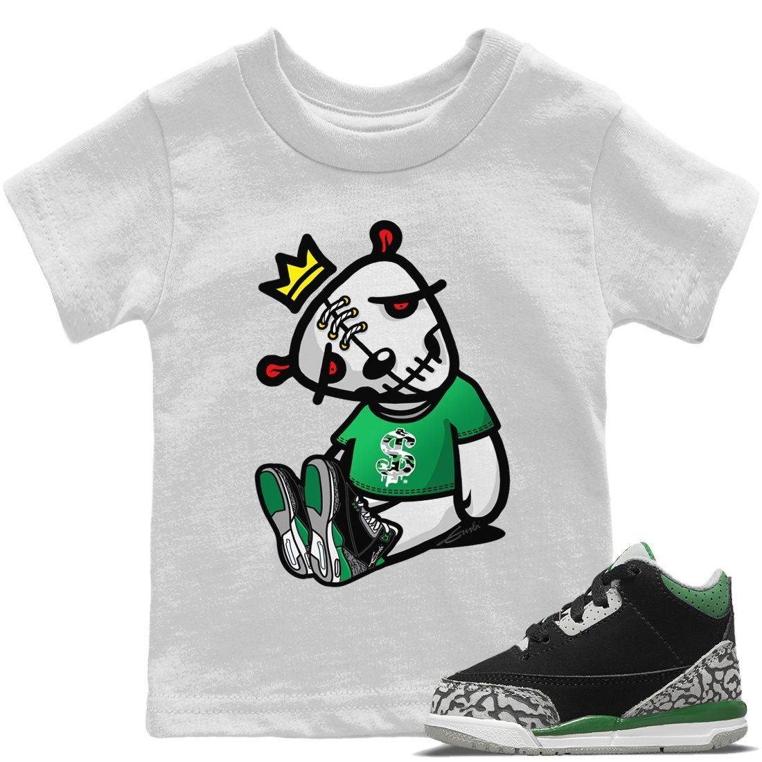 Jordan 3 Pine Green Sneaker Matching T-Shirt Dead Dolls Sneaker Tees Jordan 3 Pine Green Sneaker Release Tees Kids Shirts