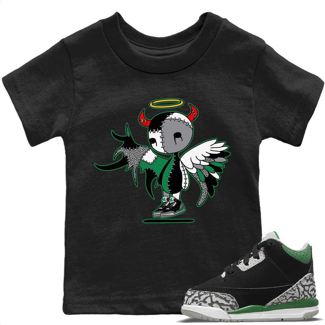 Jordan 3 Pine Green Sneaker Matching T-Shirt Devil Angel Sneaker Tees Jordan 3 Pine Green Sneaker Release Tees Kids Shirts