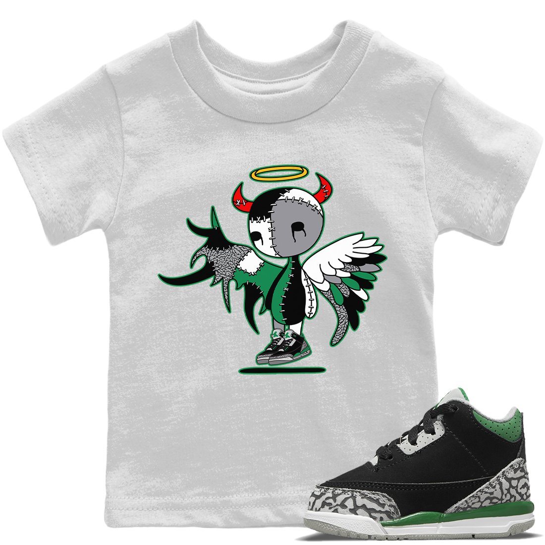 Jordan 3 Pine Green Sneaker Matching T-Shirt Devil Angel Sneaker Tees Jordan 3 Pine Green Sneaker Release Tees Kids Shirts