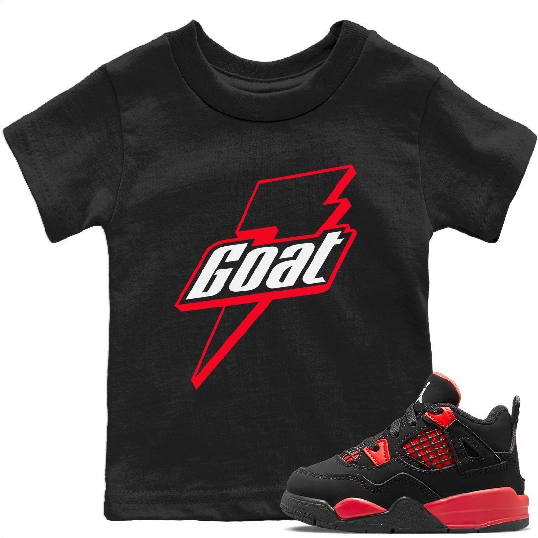Jordan 4 Red Thunder Sneaker Matching T-Shirt Goat Sneaker Tees Jordan 4 Red Thunder Sneaker Release Tees Kids Shirts