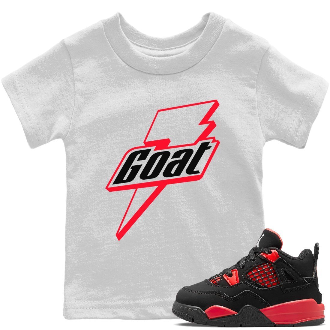 Jordan 4 Red Thunder Sneaker Matching T-Shirt Goat Sneaker Tees Jordan 4 Red Thunder Sneaker Release Tees Kids Shirts