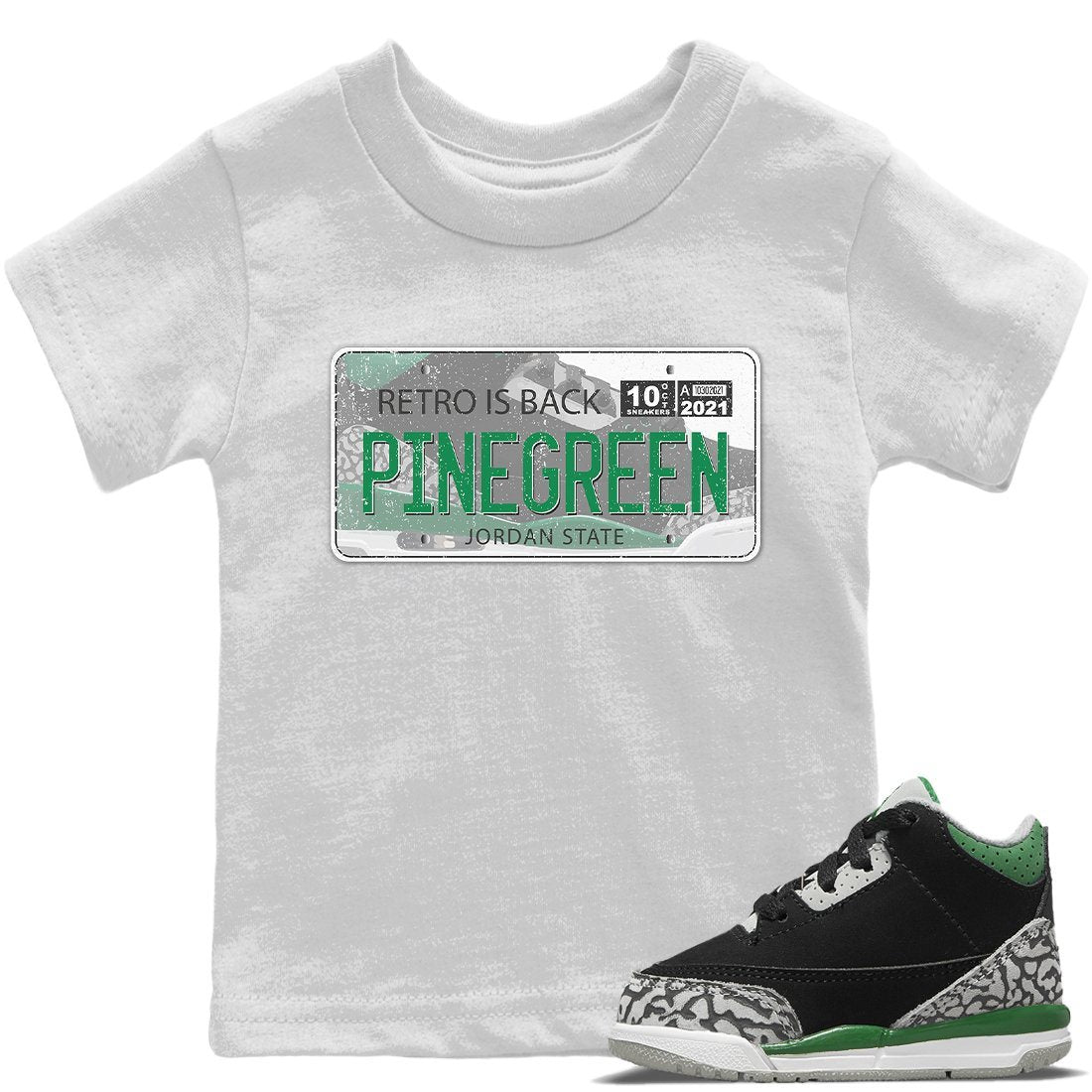 Jordan 3 Pine Green Sneaker Matching T-Shirt Jordan Plate Sneaker Tees Jordan 3 Pine Green Sneaker Release Tees Kids Shirts