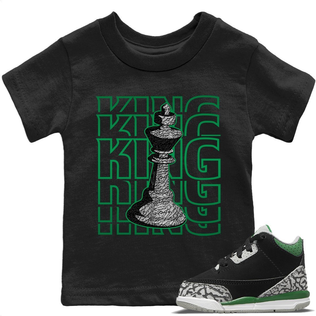 Jordan 3 Pine Green Sneaker Matching T-Shirt King Sneaker Tees Jordan 3 Pine Green Sneaker Release Tees Kids Shirts