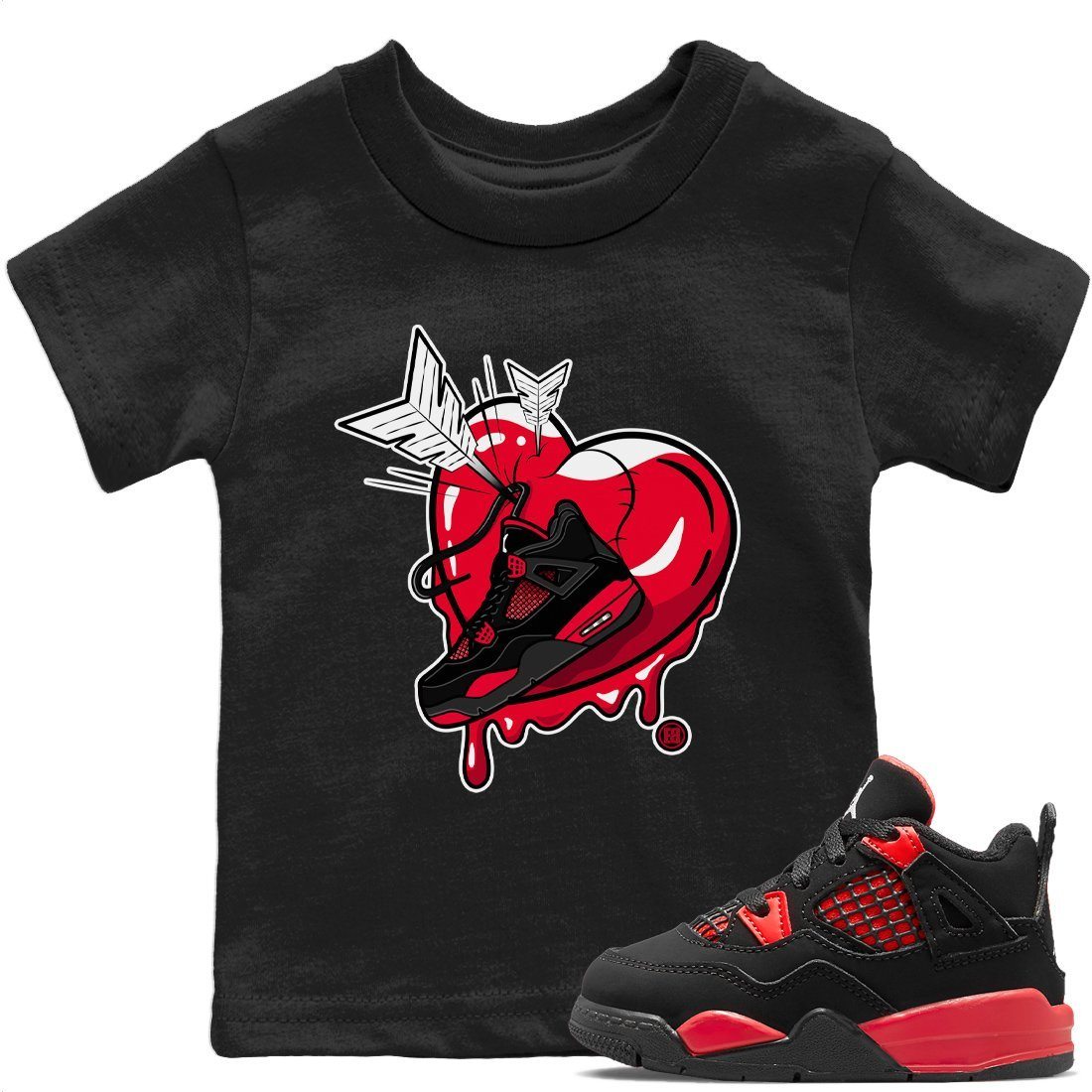 Jordan 4 Red Thunder Sneaker Matching T-Shirt Mad In Love Sneaker Tees Jordan 4 Red Thunder Sneaker Release Tees Kids Shirts