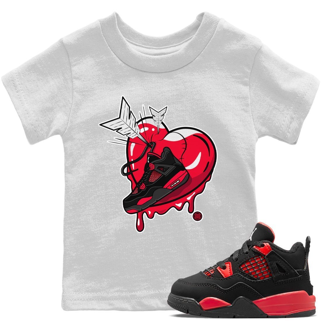 Jordan 4 Red Thunder Sneaker Matching T-Shirt Mad In Love Sneaker Tees Jordan 4 Red Thunder Sneaker Release Tees Kids Shirts