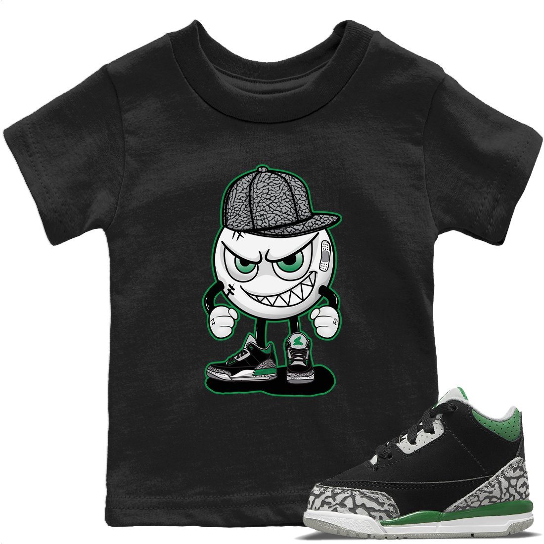 Jordan 3 Pine Green Sneaker Matching T-Shirt Mischief Emoji Sneaker Tees Jordan 3 Pine Green Sneaker Release Tees Kids Shirts