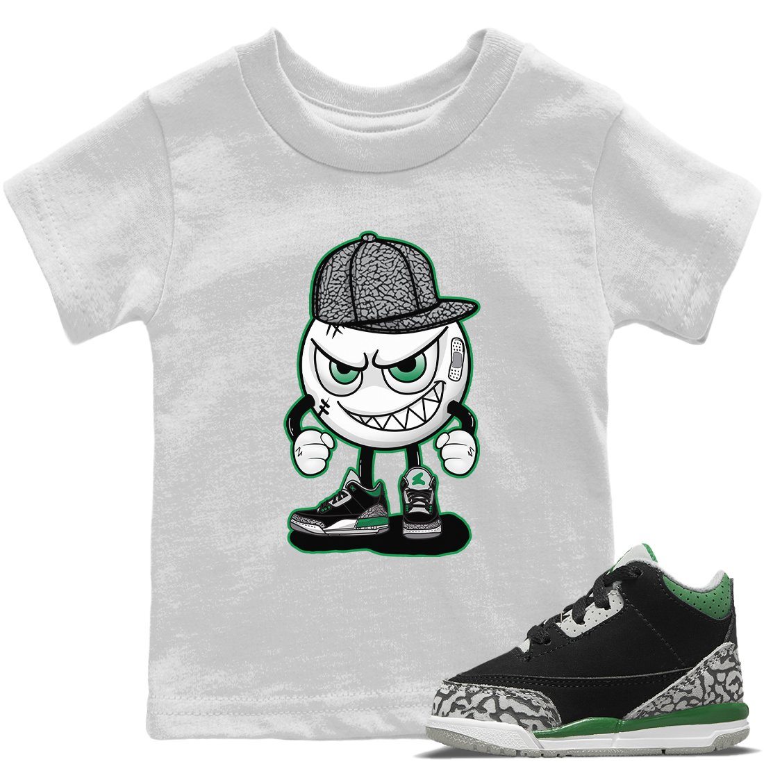 Jordan 3 Pine Green Sneaker Matching T-Shirt Mischief Emoji Sneaker Tees Jordan 3 Pine Green Sneaker Release Tees Kids Shirts