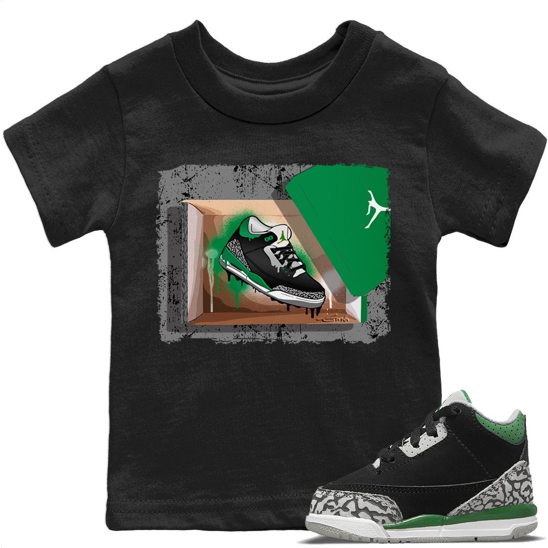 Jordan 3 Pine Green Sneaker Matching T-Shirt New Kicks Sneaker Tees Jordan 3 Pine Green Sneaker Release Tees Kids Shirts