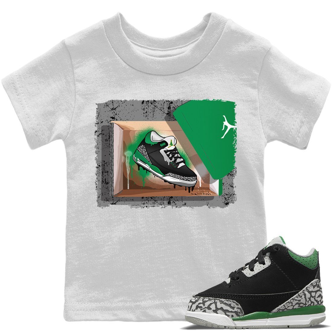 Jordan 3 Pine Green Sneaker Matching T-Shirt New Kicks Sneaker Tees Jordan 3 Pine Green Sneaker Release Tees Kids Shirts